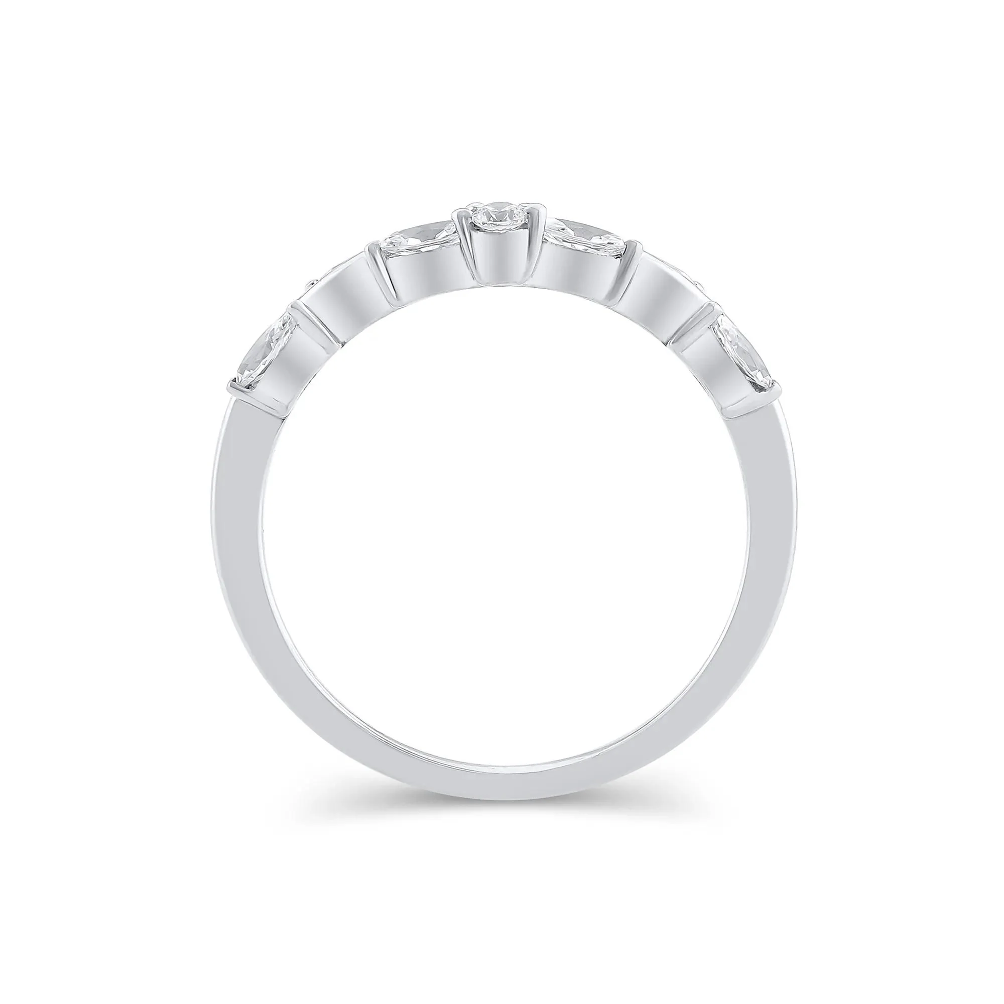 1/3 CT. Tw. Lab Grown Diamond Contour Band Ring 14K White Gold Round Brilliant Cut Size 6 - Image 2
