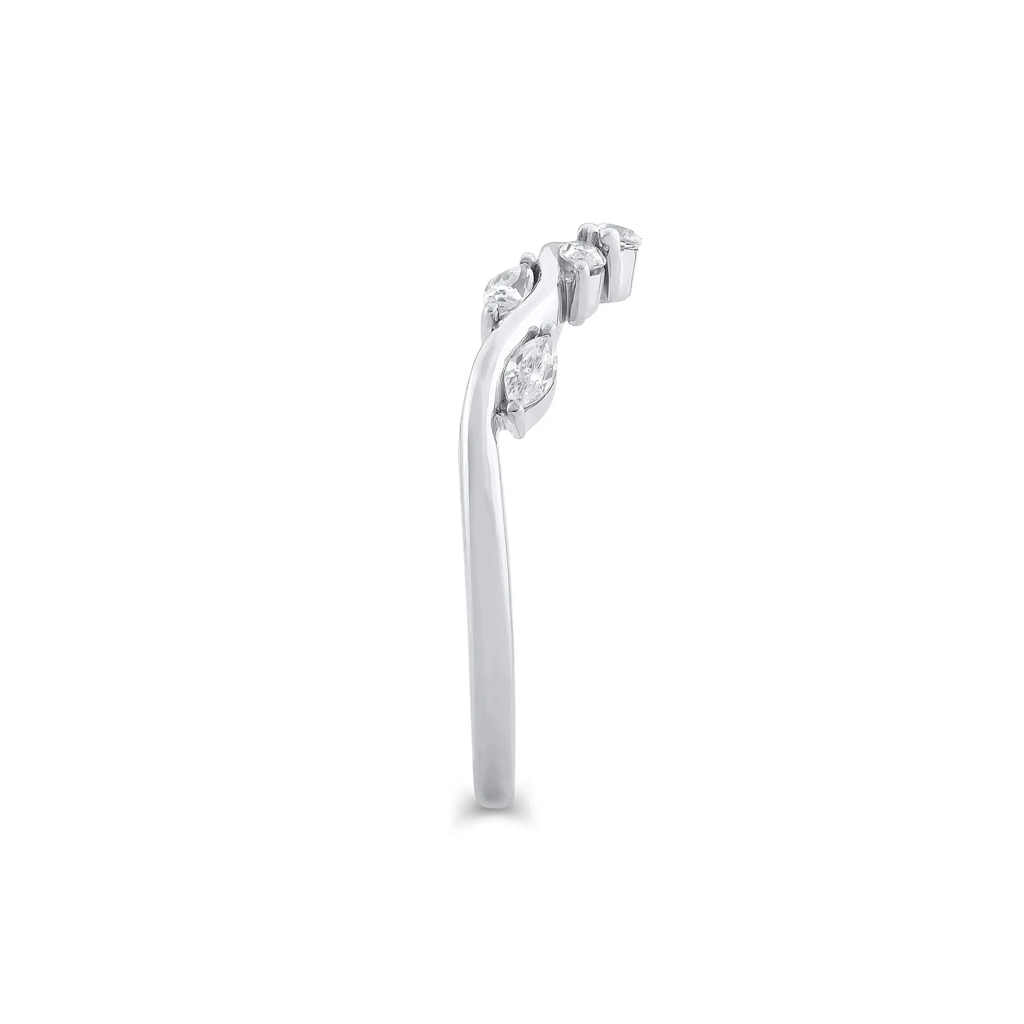 1/3 CT. Tw. Lab Grown Diamond Contour Band Ring 14K White Gold Round Brilliant Cut Size 7 - Image 3