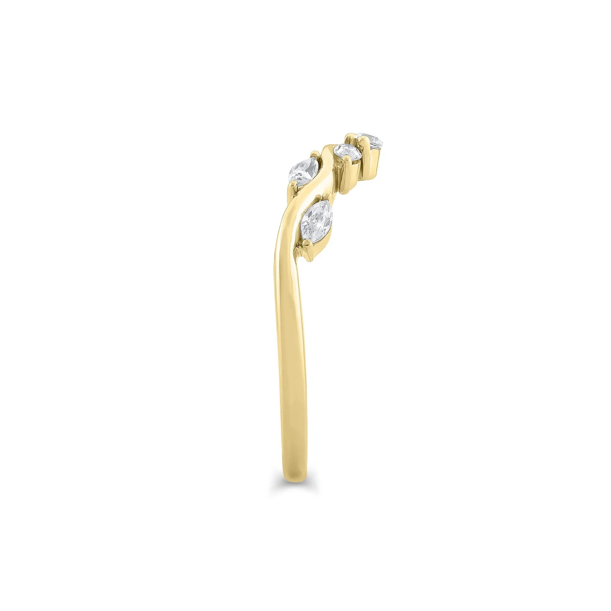 1/3 CT. Tw. Lab Grown Diamond Contour Band Ring 14K Yellow Gold Round Brilliant Cut Size 7 - Image 3