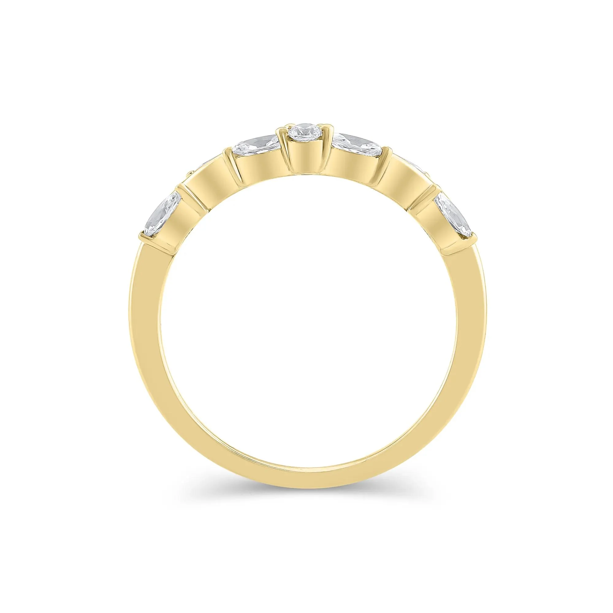 1/3 CT. Tw. Lab Grown Diamond Contour Band Ring 14K Yellow Gold Round Brilliant Cut Size 9 - Image 2