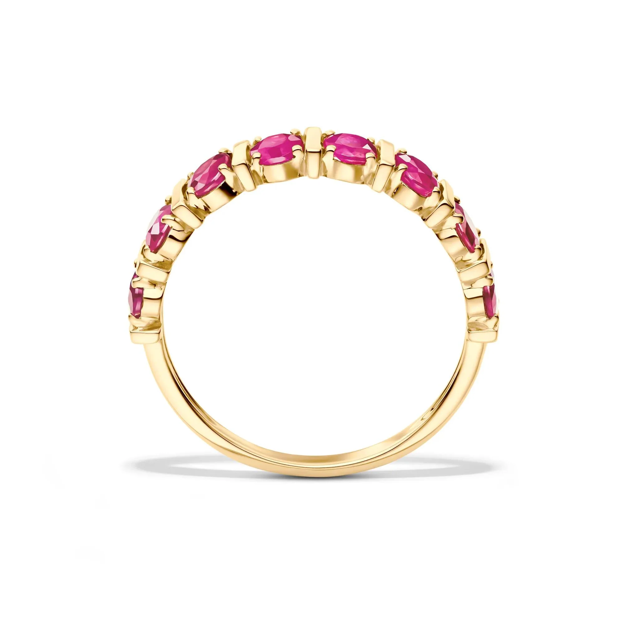 Ruby Faux-Channel Band Ring 10K Yellow Gold Size 6.5 1.5mm - Image 2