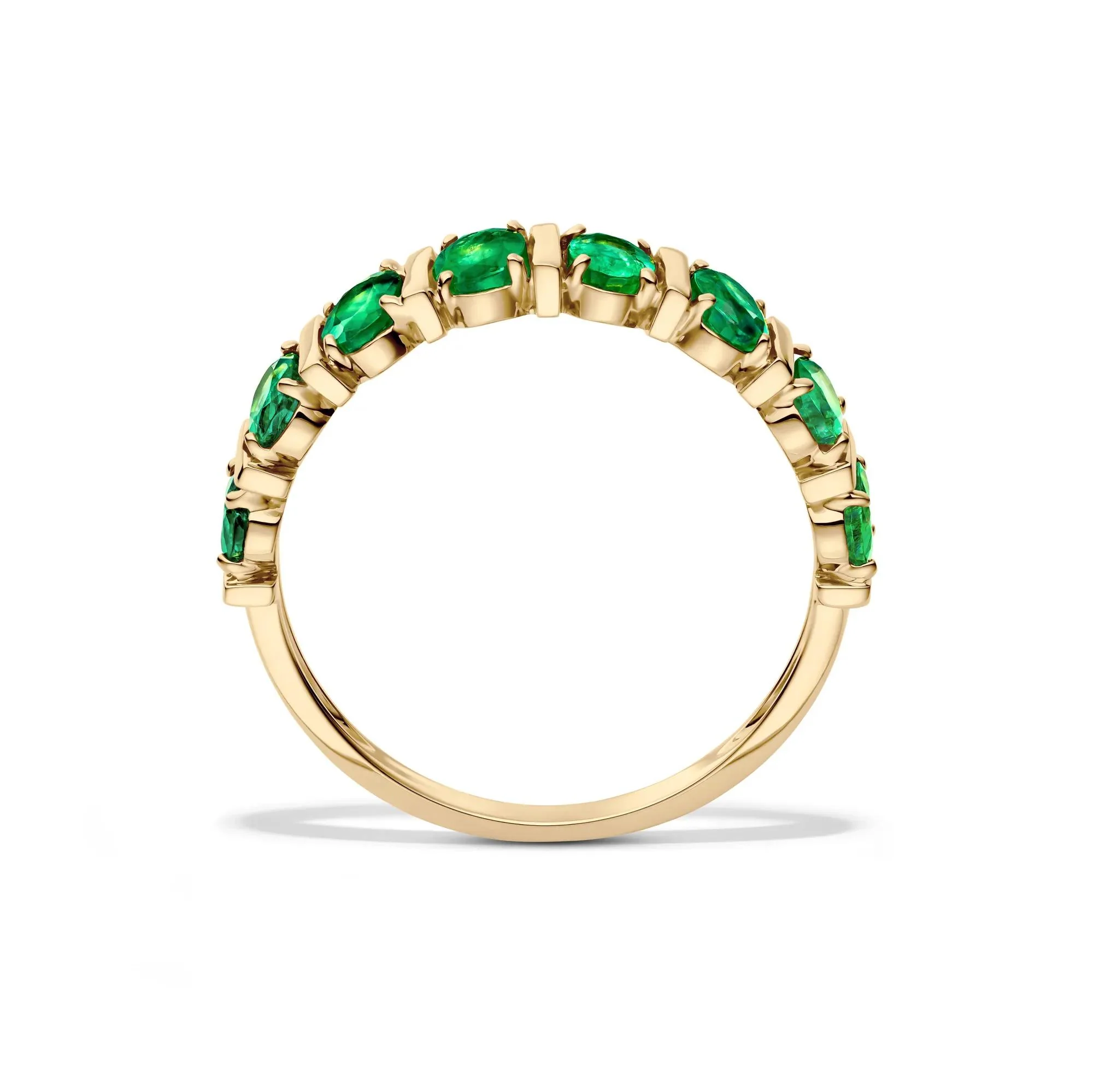 Emerald Faux-Channel Band Ring 10K Yellow Gold Size 7 1.5mm - Image 3