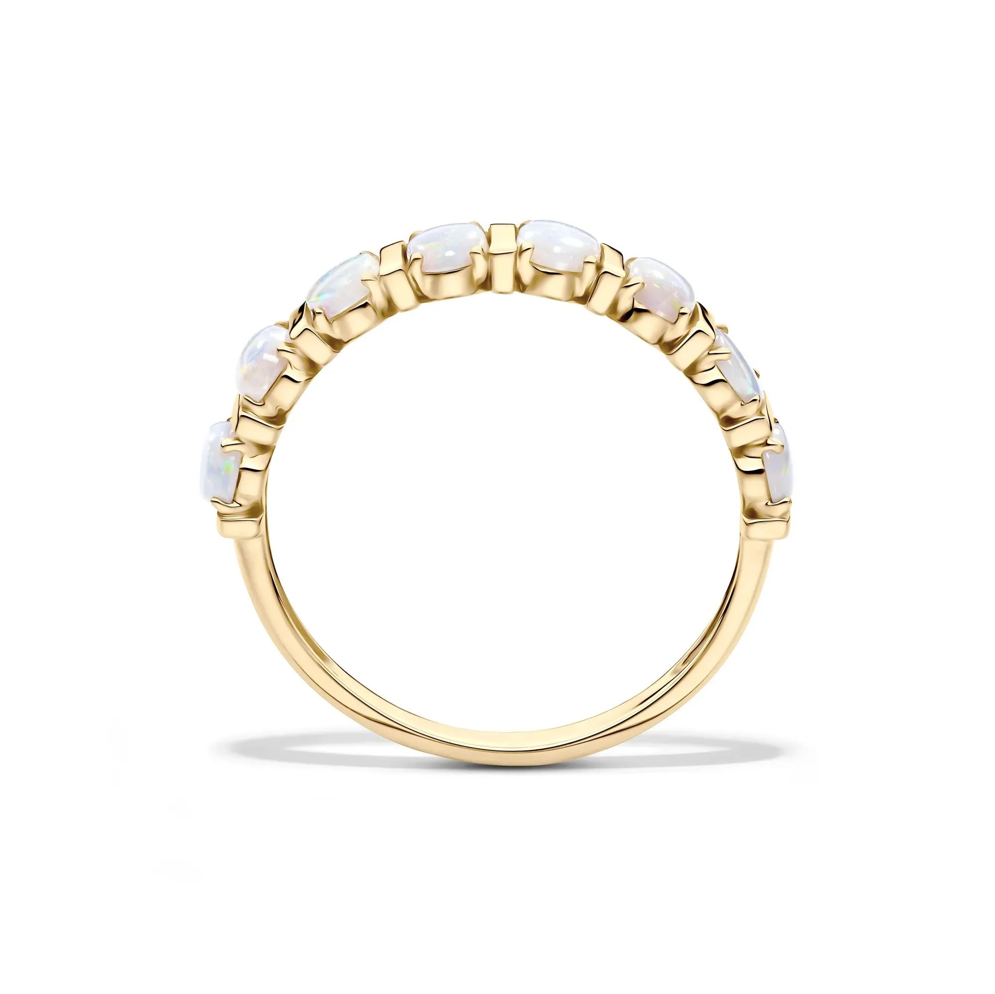 Opal Faux-Channel Band Ring 10K Yellow Gold Size 7 1.5mm - Image 2