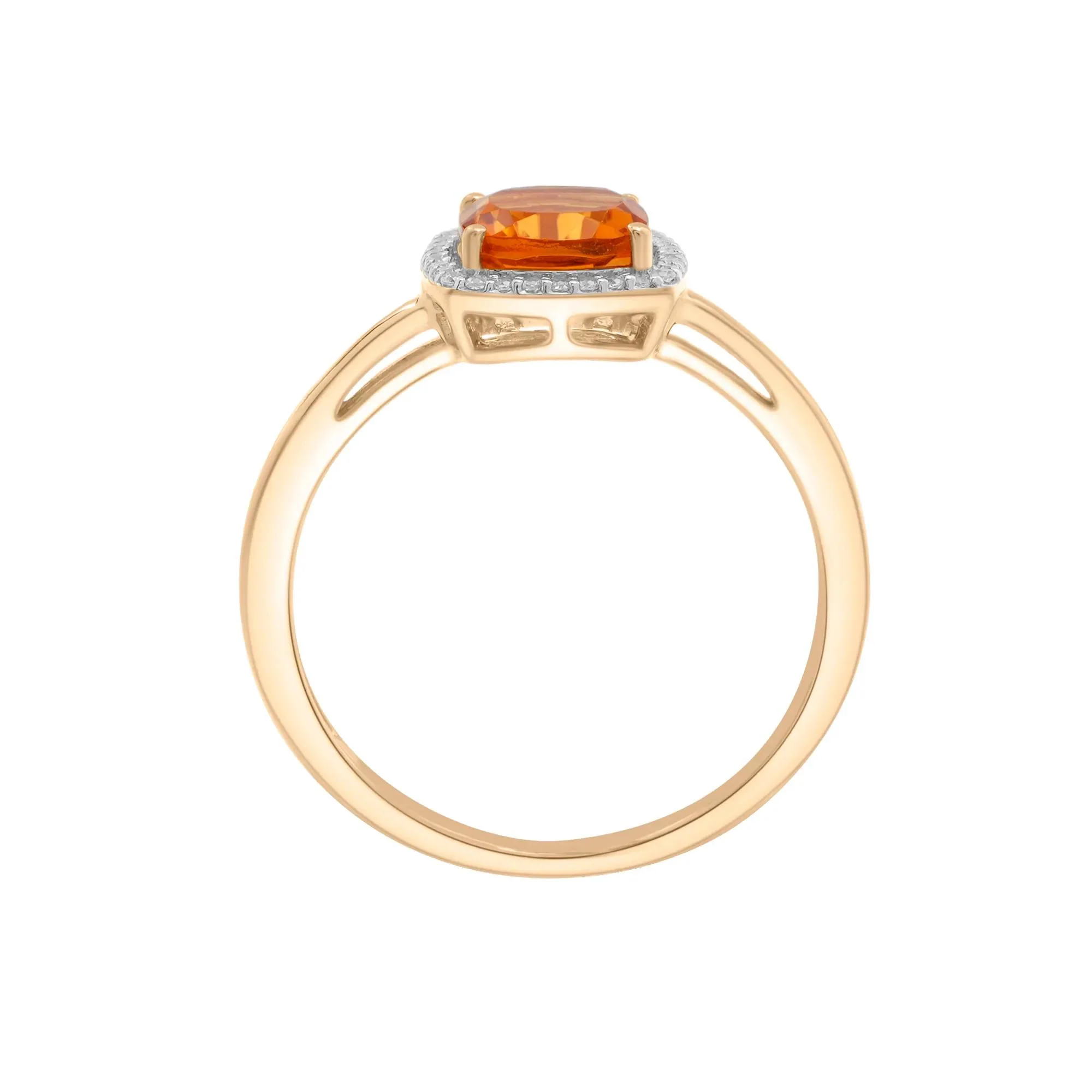 1/10 CT. Tw. Citrine and Diamond Halo Ring 10K Yellow Gold Size 5.5 1.5mm - Image 3