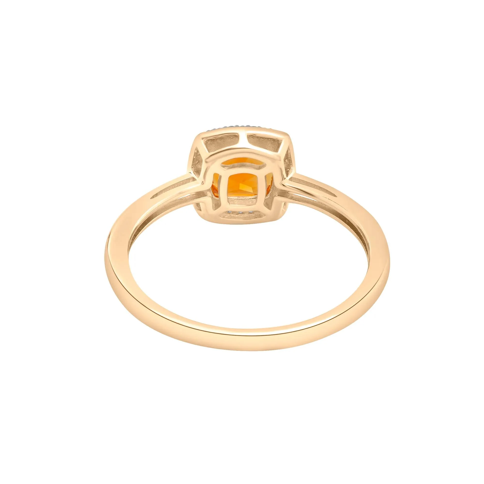 1/10 CT. Tw. Citrine and Diamond Halo Ring 10K Yellow Gold Size 7.5 1.5mm - Image 4