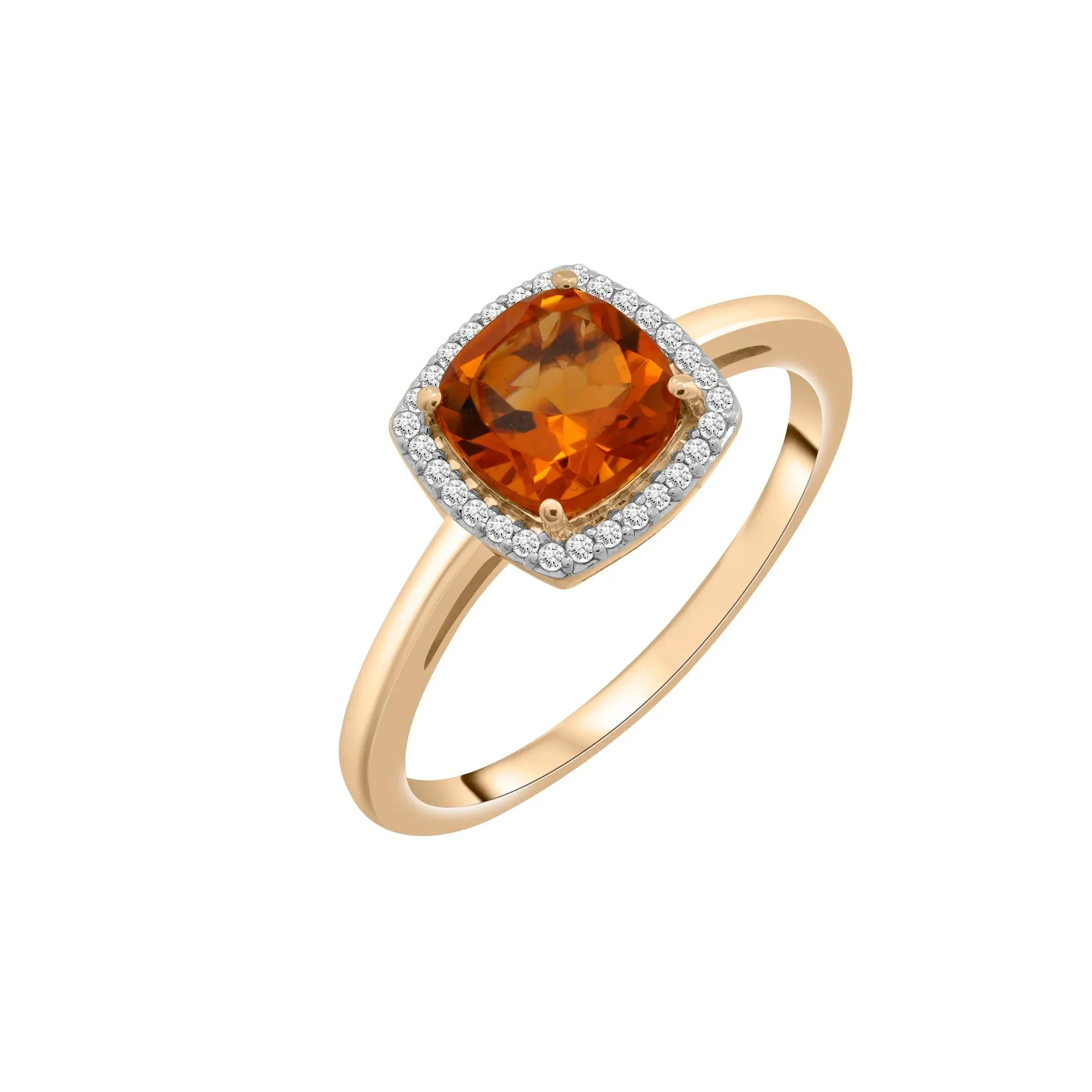 1/10 CT. Tw. Citrine and Diamond Halo Ring 10K Yellow Gold Size 9 1.5mm - Image 5