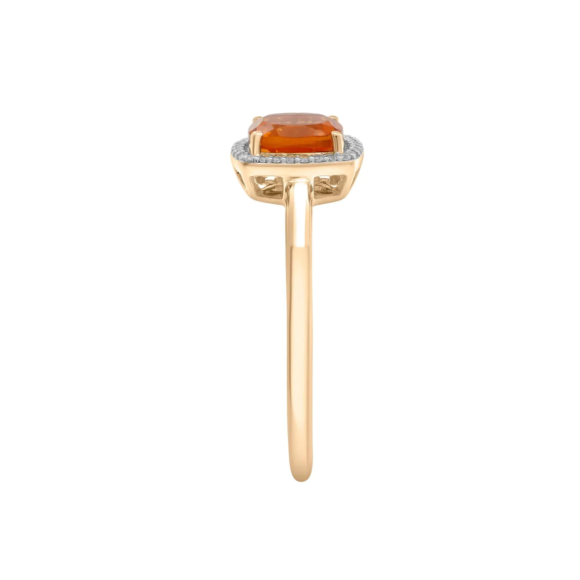 1/10 CT. Tw. Citrine and Diamond Halo Ring 10K Yellow Gold Size 9.5 1.5mm - Image 2