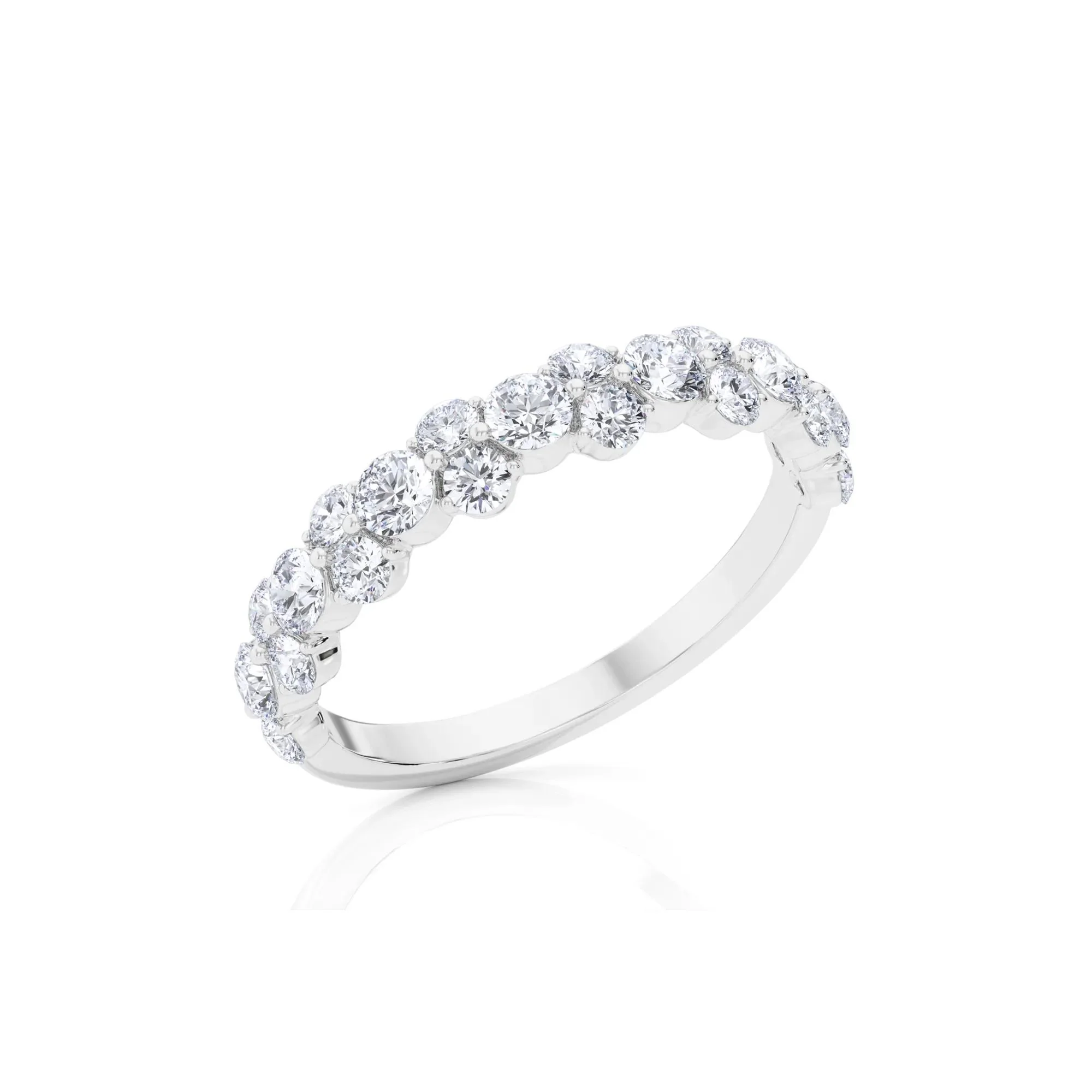 1 CT. Tw. Lab Grown Diamond Anniversary Band Ring 14K White Gold Round Brilliant Cut Size 4 4mm - Image 2