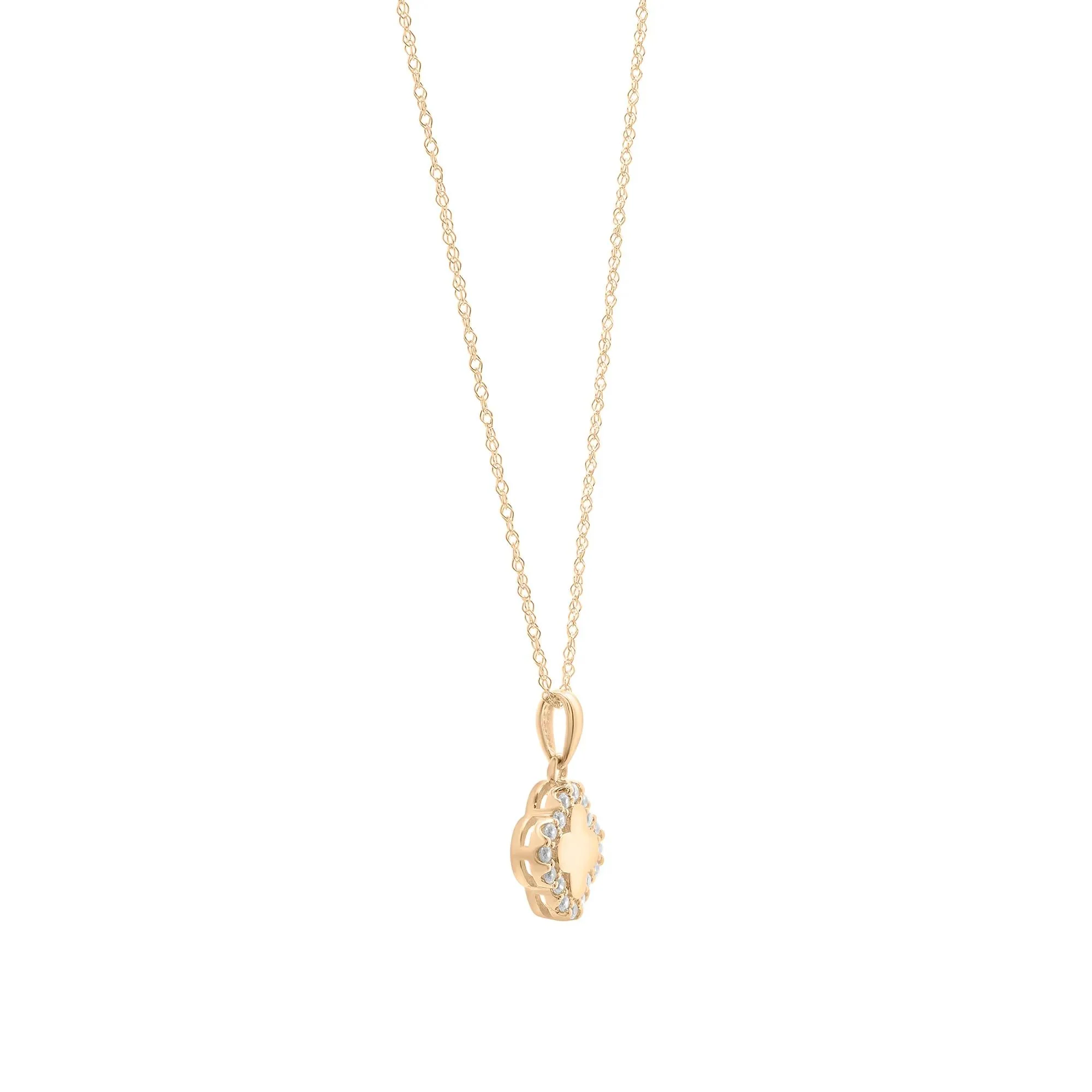 1/7 CT. Tw. Diamond Quatrefoil Pendant Necklace 10K Yellow Gold Size 18" - Image 2