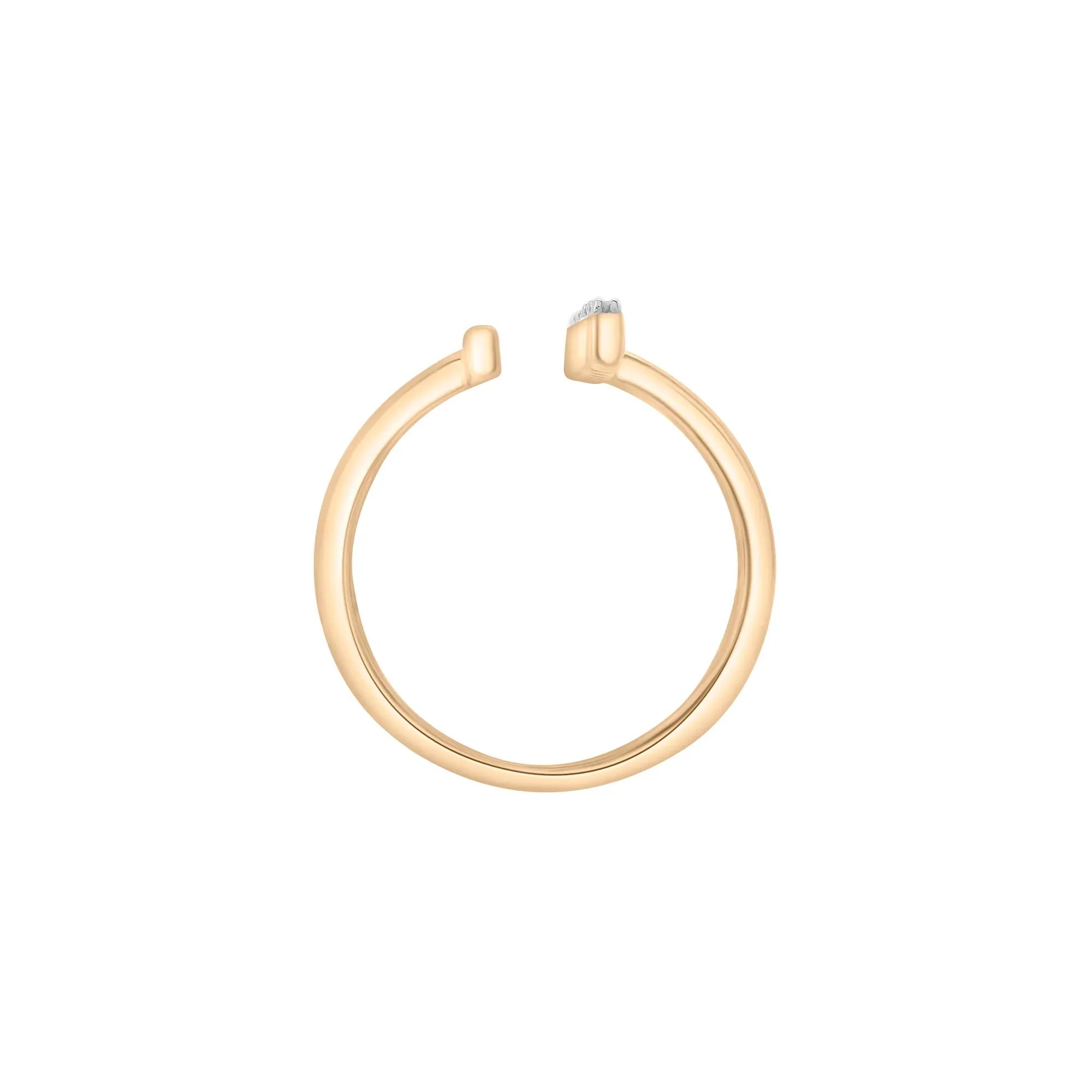 1/10 CT. Tw. Open Diamond Bar Ring 10K Yellow Gold Round Brilliant Cut Size 8 1.5mm - Image 2