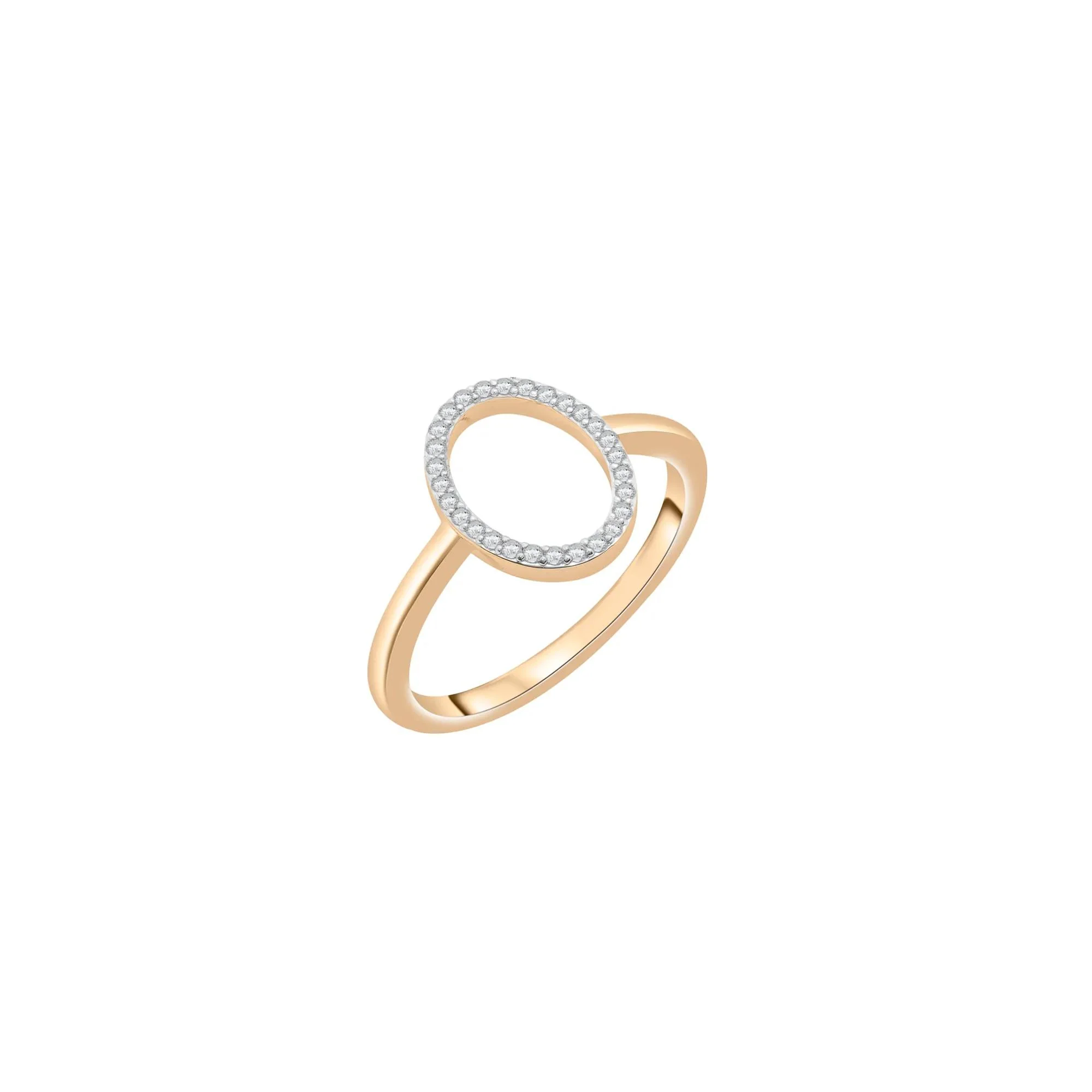 1/10 CT. Tw. Diamond Open Oval Ring 10K Yellow Gold Size 8 1mm - Image 5