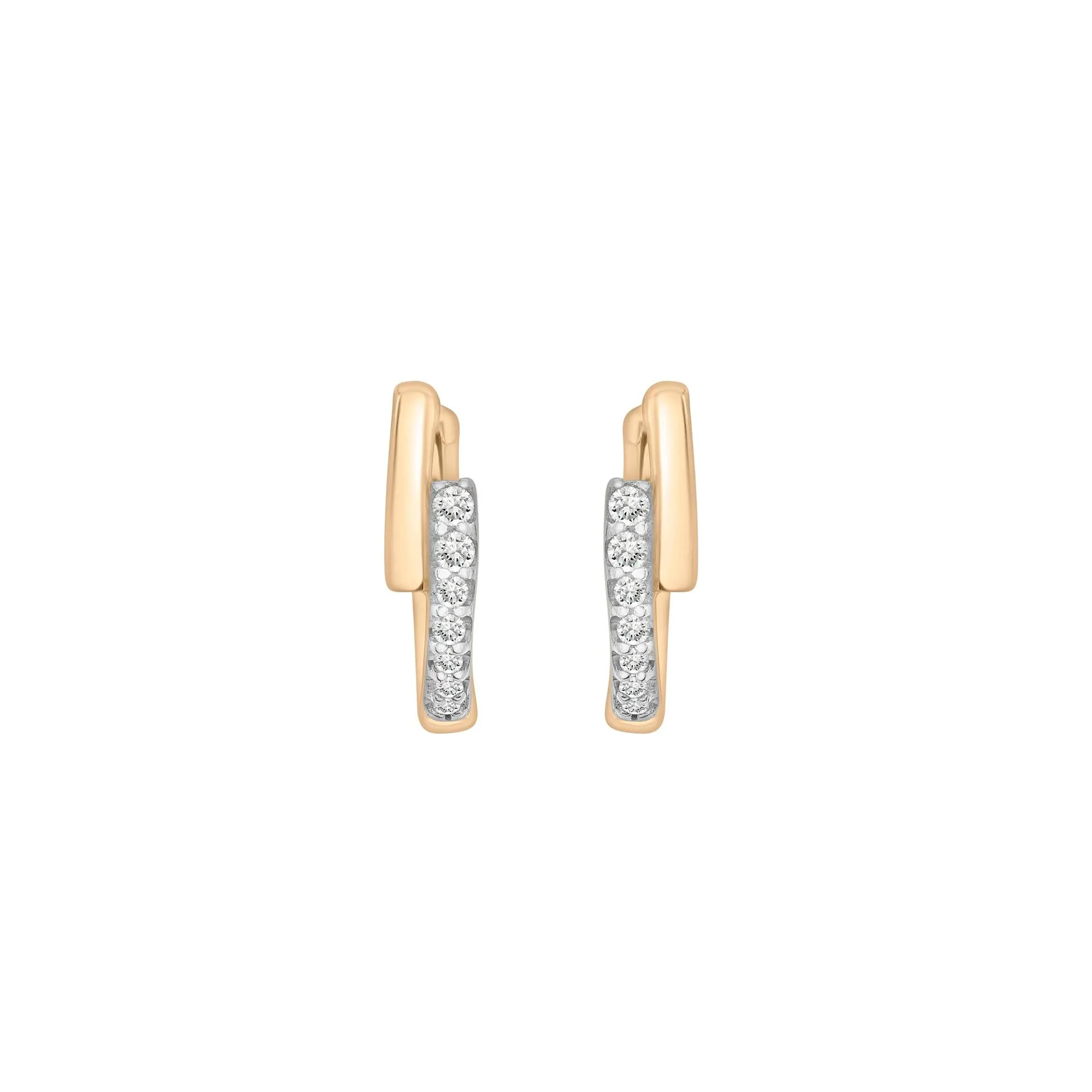 Diamond Accent Bypass Hoop Earrings 10K Yellow Gold Size 2.50mm - Image 2