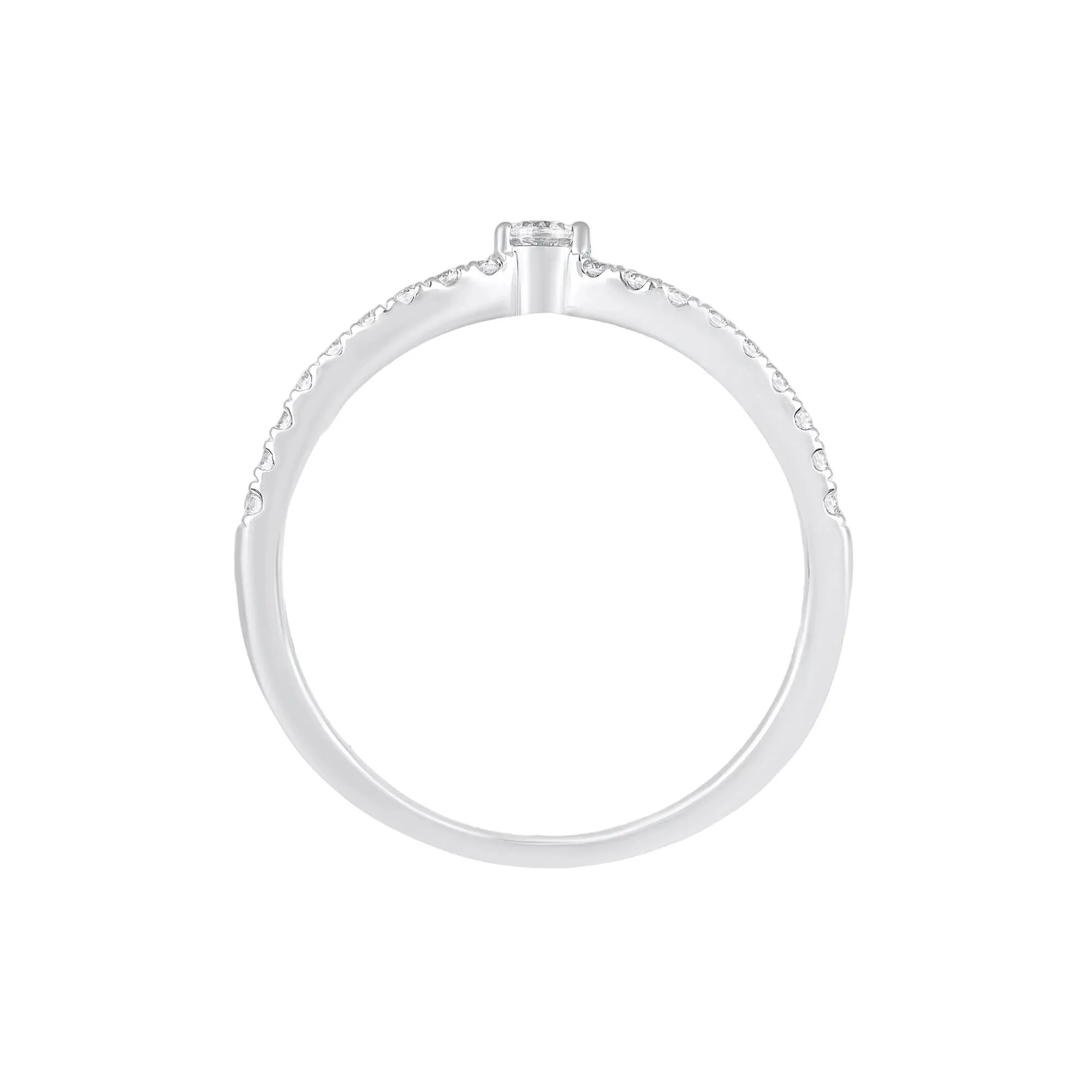1/5 CT. Tw. Diamond Contour Band Ring 10K White Gold Round Brilliant Cut Size 6.5 - Image 2