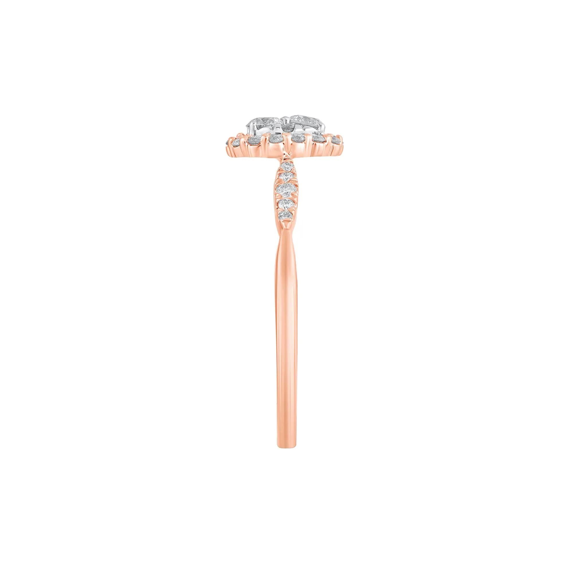 1/2 CT. Tw. Diamond Oval Halo Engagement Ring 10K Rose and White Gold Round Brilliant Cut Size 5.5 - Image 3