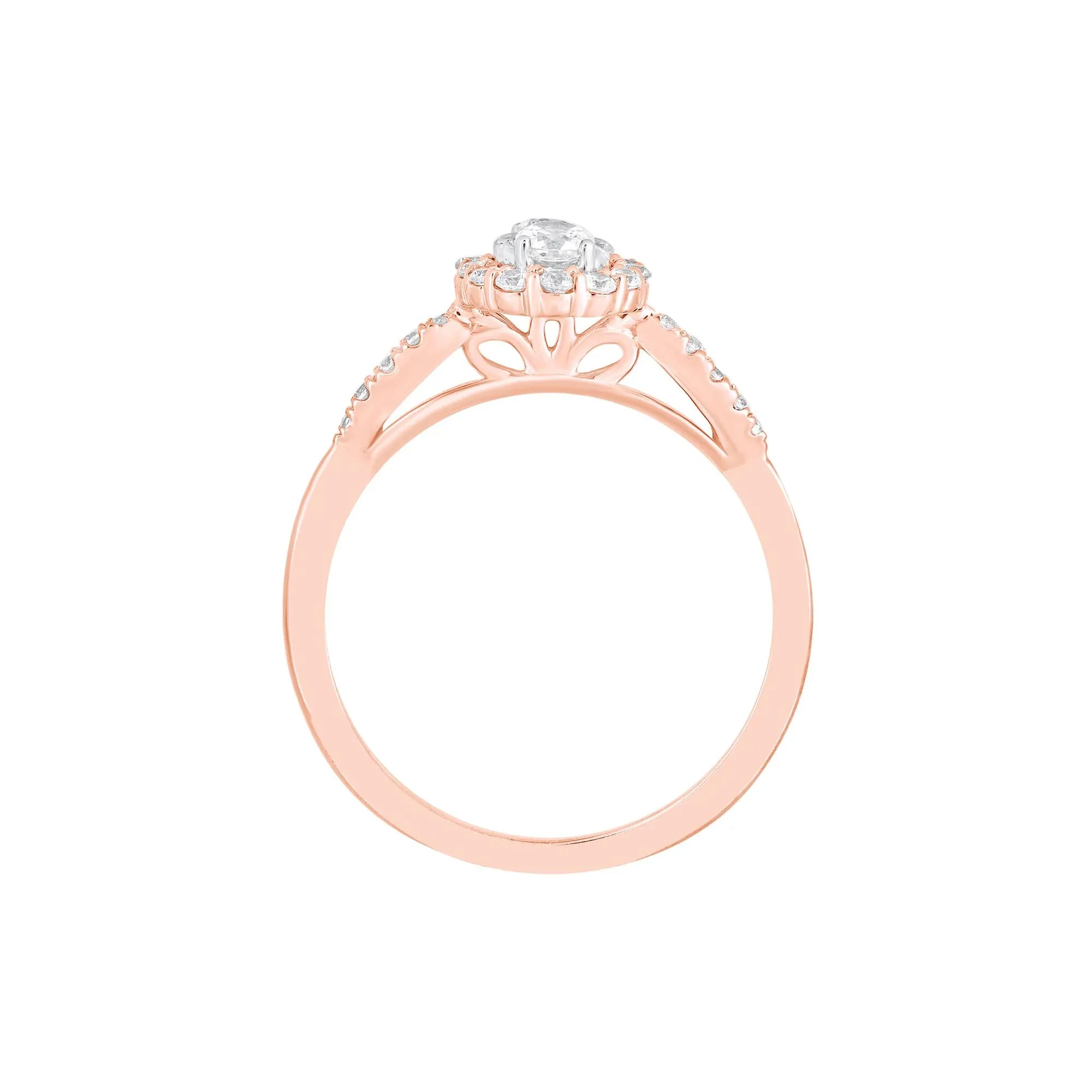 1/2 CT. Tw. Diamond Oval Halo Engagement Ring 10K Rose and White Gold Round Brilliant Cut Size 7.5 - Image 2
