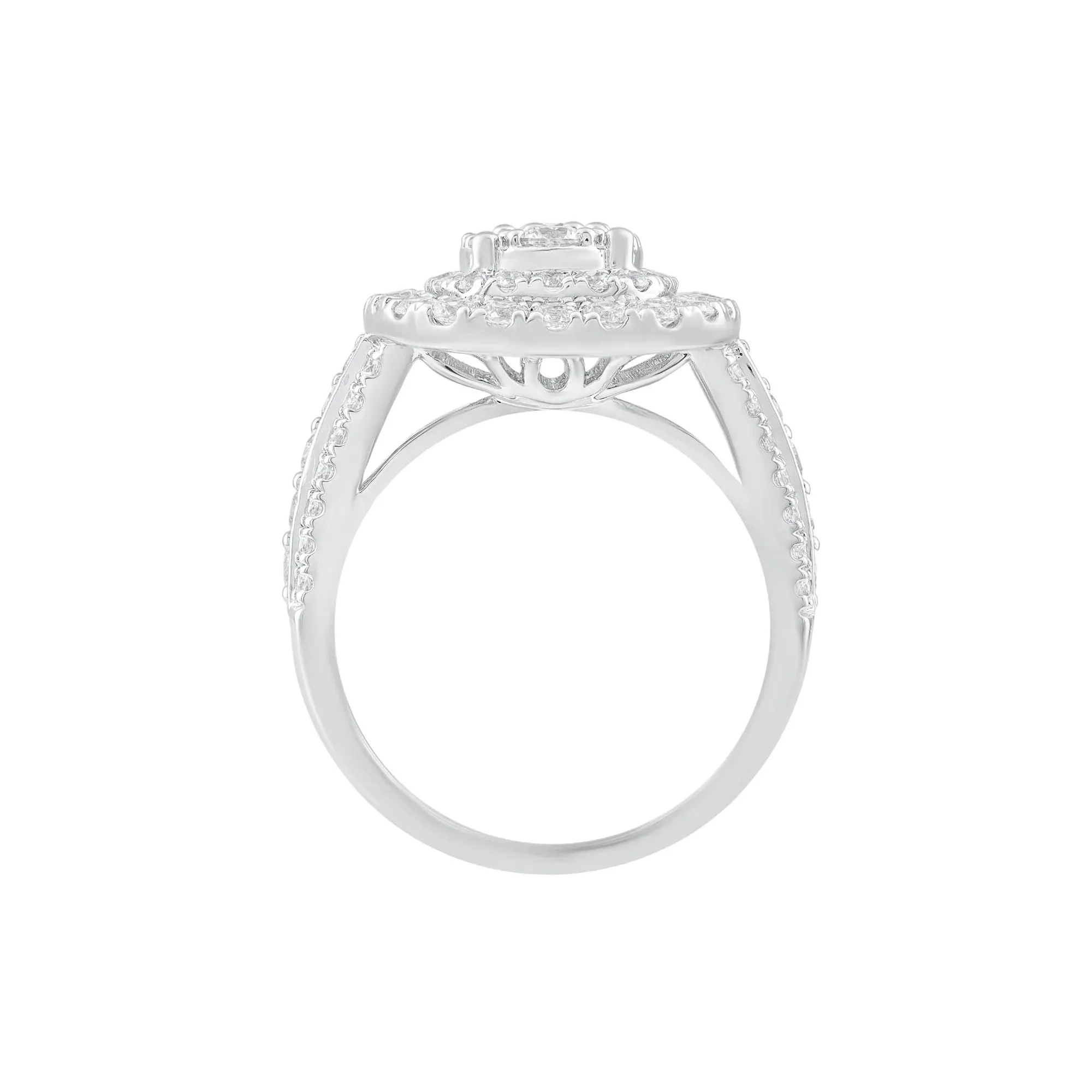 2 CT. Tw. Diamond Composite Engagement Ring 10K White Gold Round Brilliant Cut Size 8 - Image 2