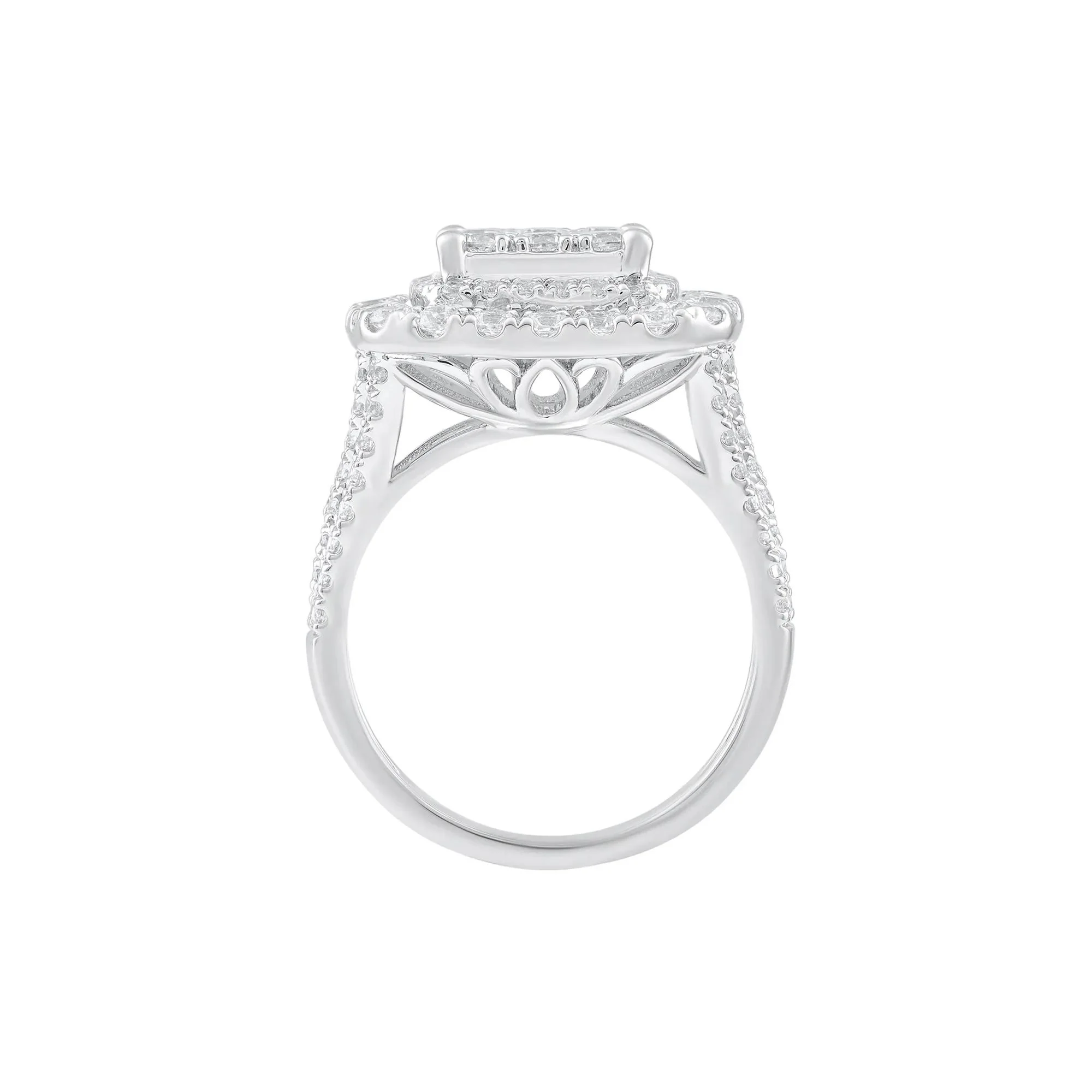 2 CT. Tw. Diamond Composite Engagement Ring 10K White Gold Round Brilliant Cut Size 8.5 - Image 2