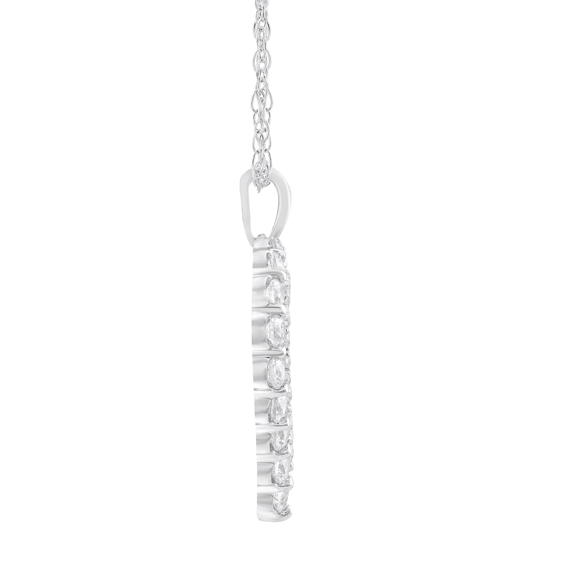 1 CT. Tw. Diamond Heart Pendant Necklace 10K White Gold Size 18" - Image 2