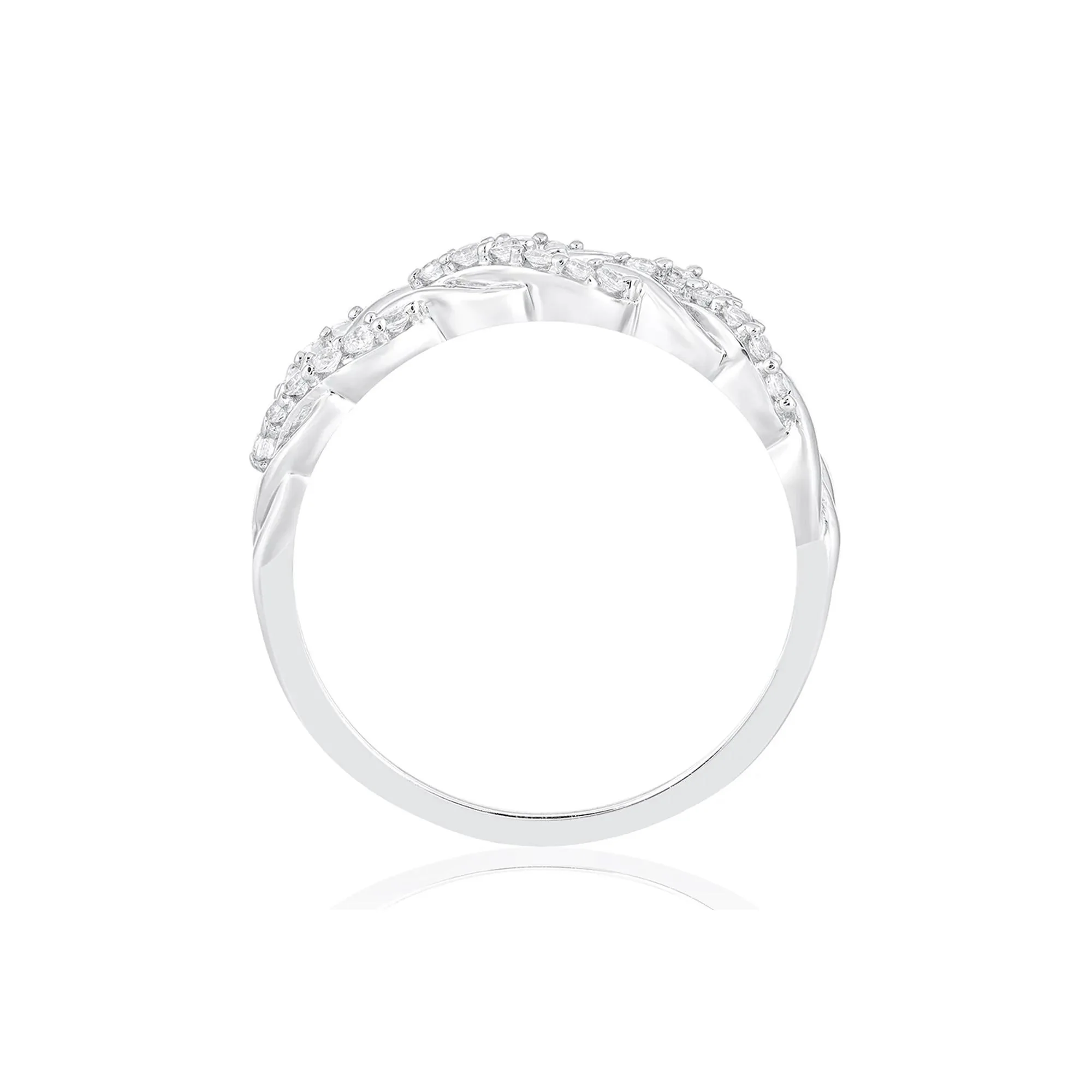 1/4 CT. Tw. Diamond Woven Band Ring 10K White Gold Round Brilliant Cut Size 6.5 - Image 2