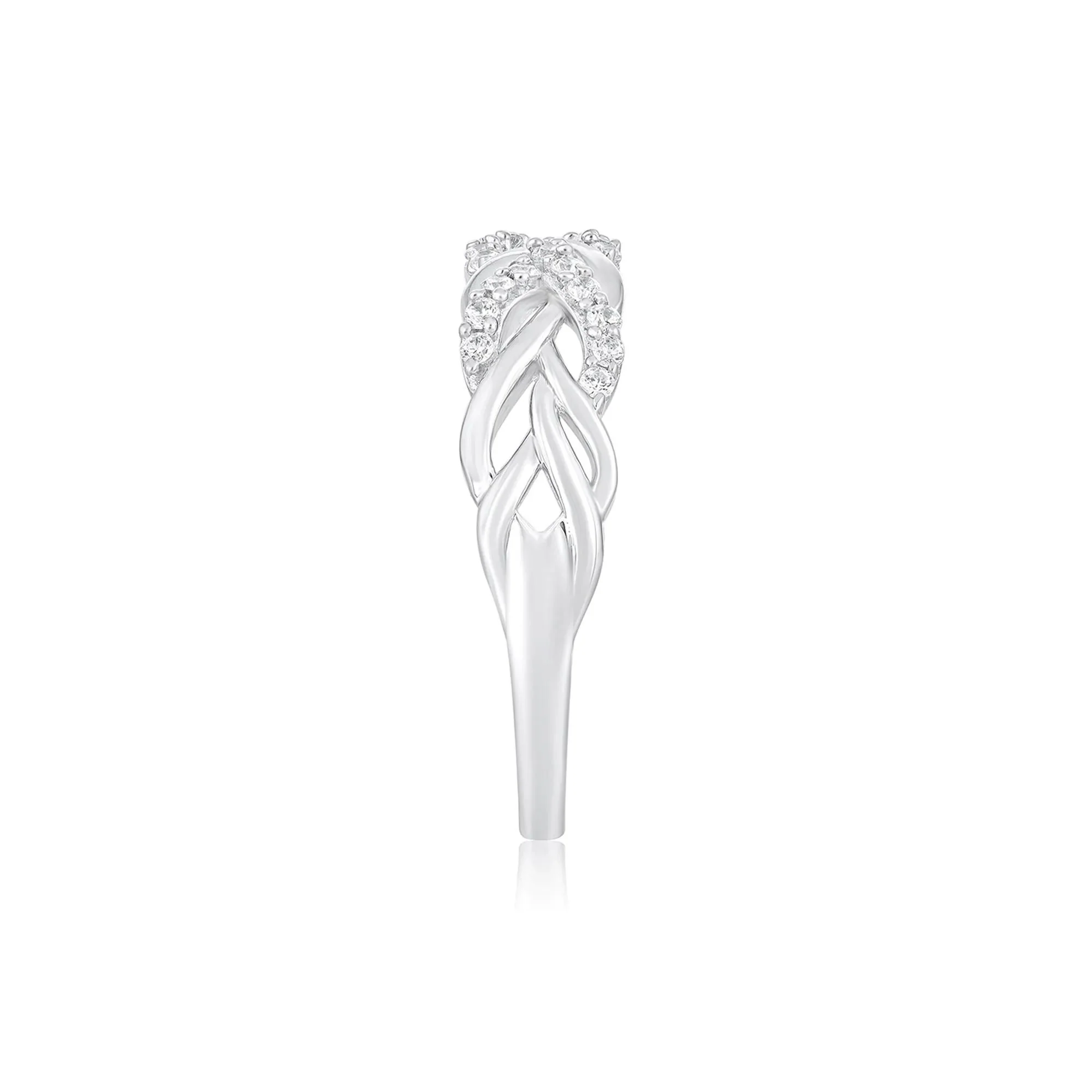 1/4 CT. Tw. Diamond Woven Band Ring 10K White Gold Round Brilliant Cut Size 6.5 - Image 3
