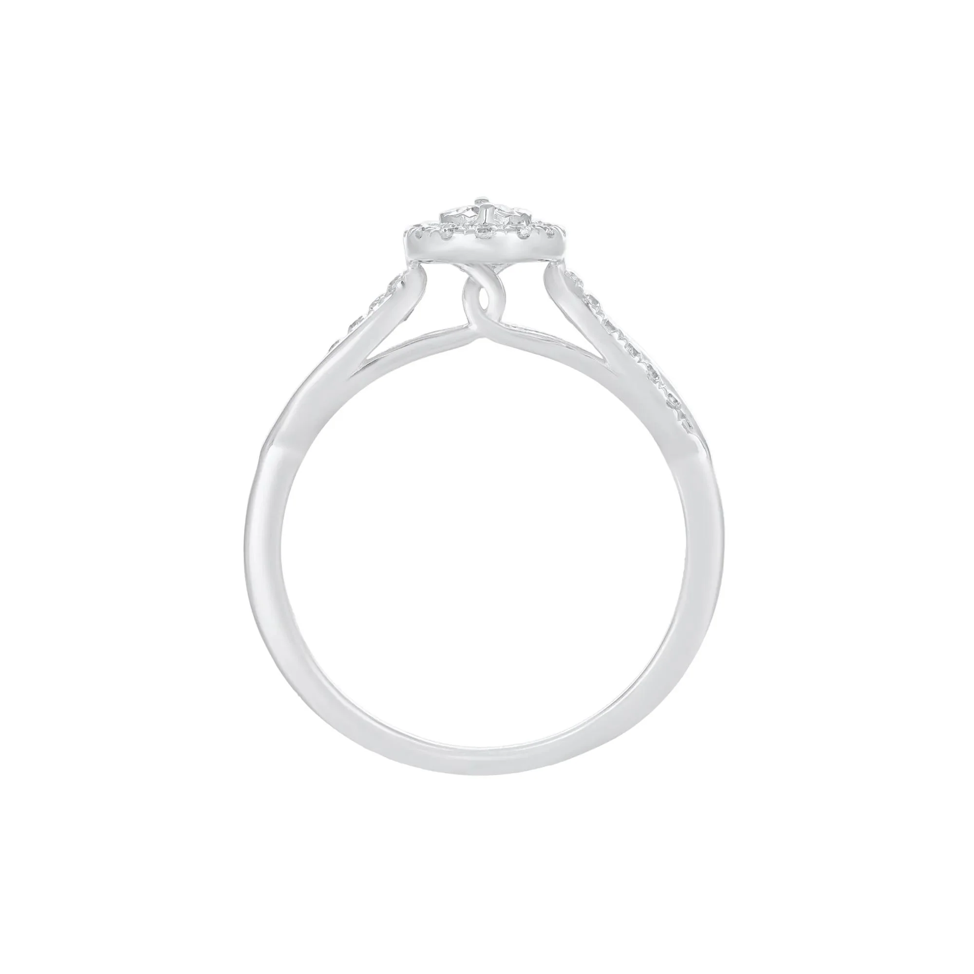1/4 CT. Tw. Diamond Halo Promise Ring 10K White Gold Round Brilliant Cut Size 8.5 - Image 3