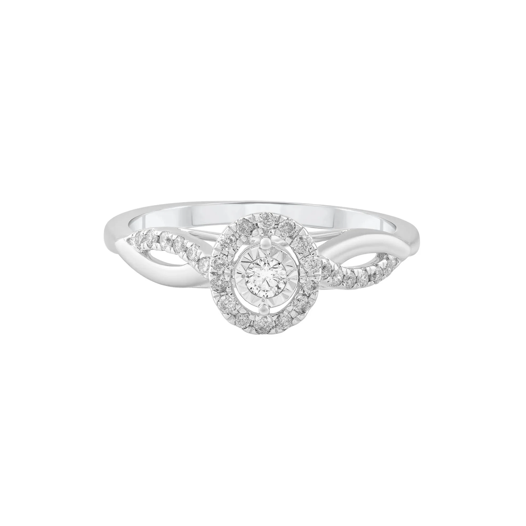 1/4 CT. Tw. Diamond Halo Promise Ring 10K White Gold Round Brilliant Cut Size 9