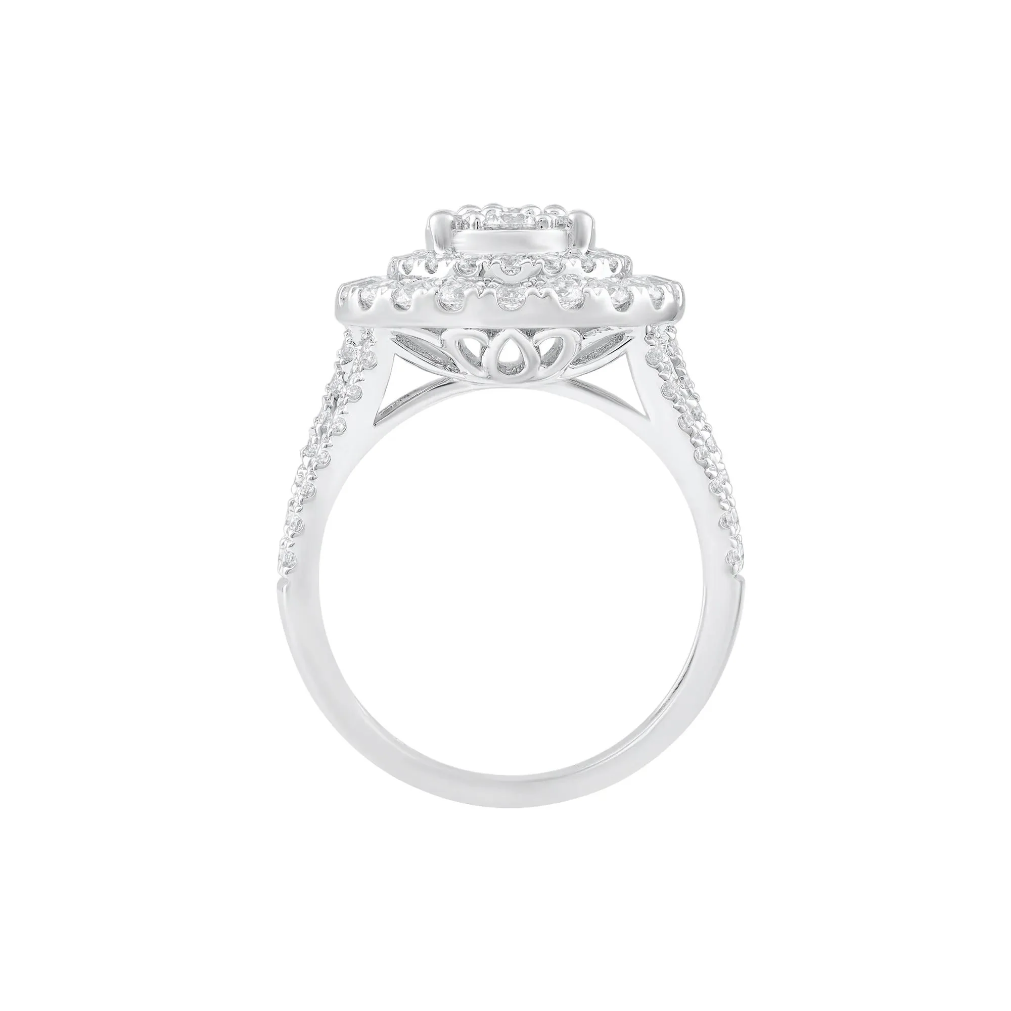 2 CT. Tw. Diamond Composite Engagement Ring 10K White Gold Round Brilliant Cut Size 7.5 - Image 2