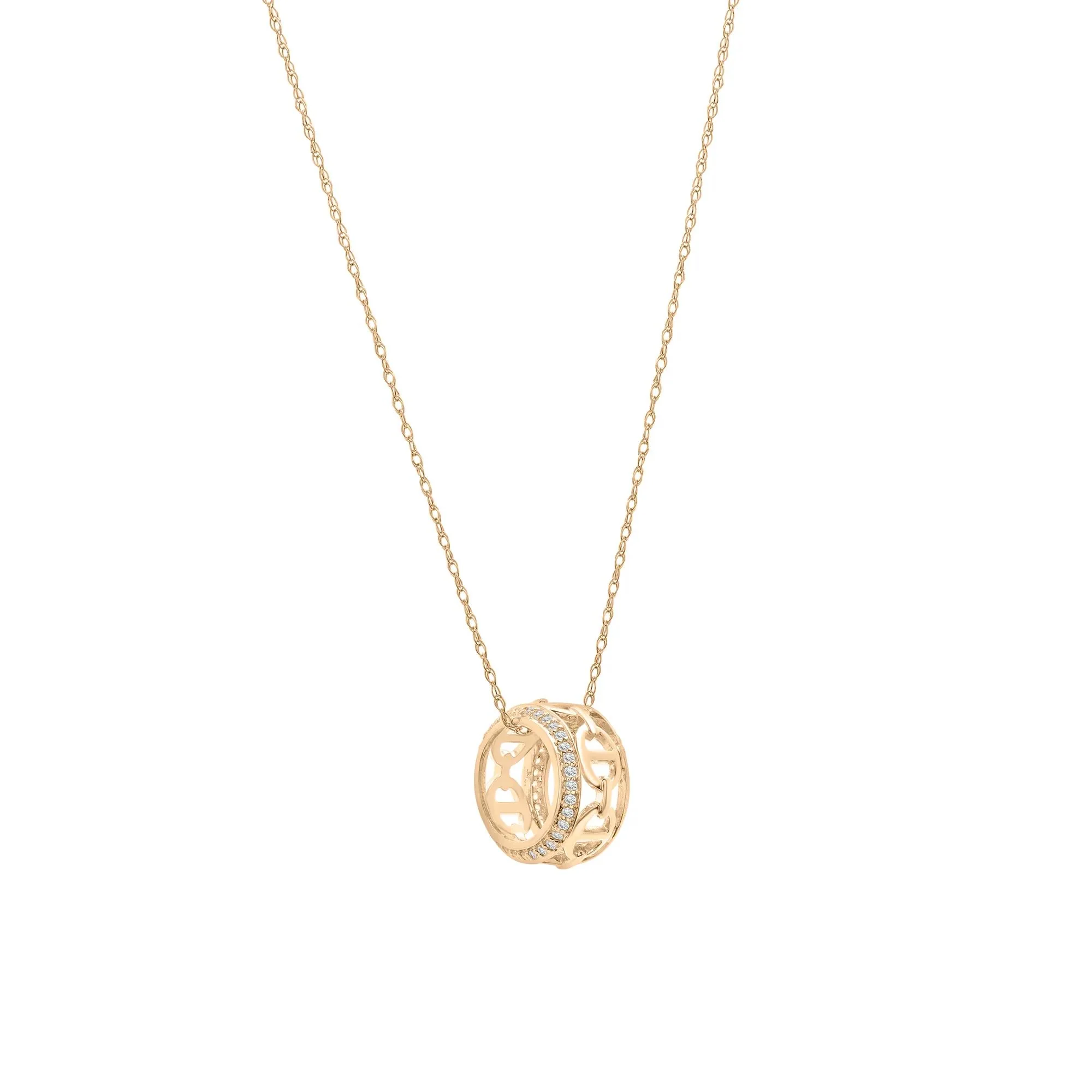 1/5 CT. Tw. Diamond Loop Pendant Necklace 10K Yellow Gold Size 18" - Image 2