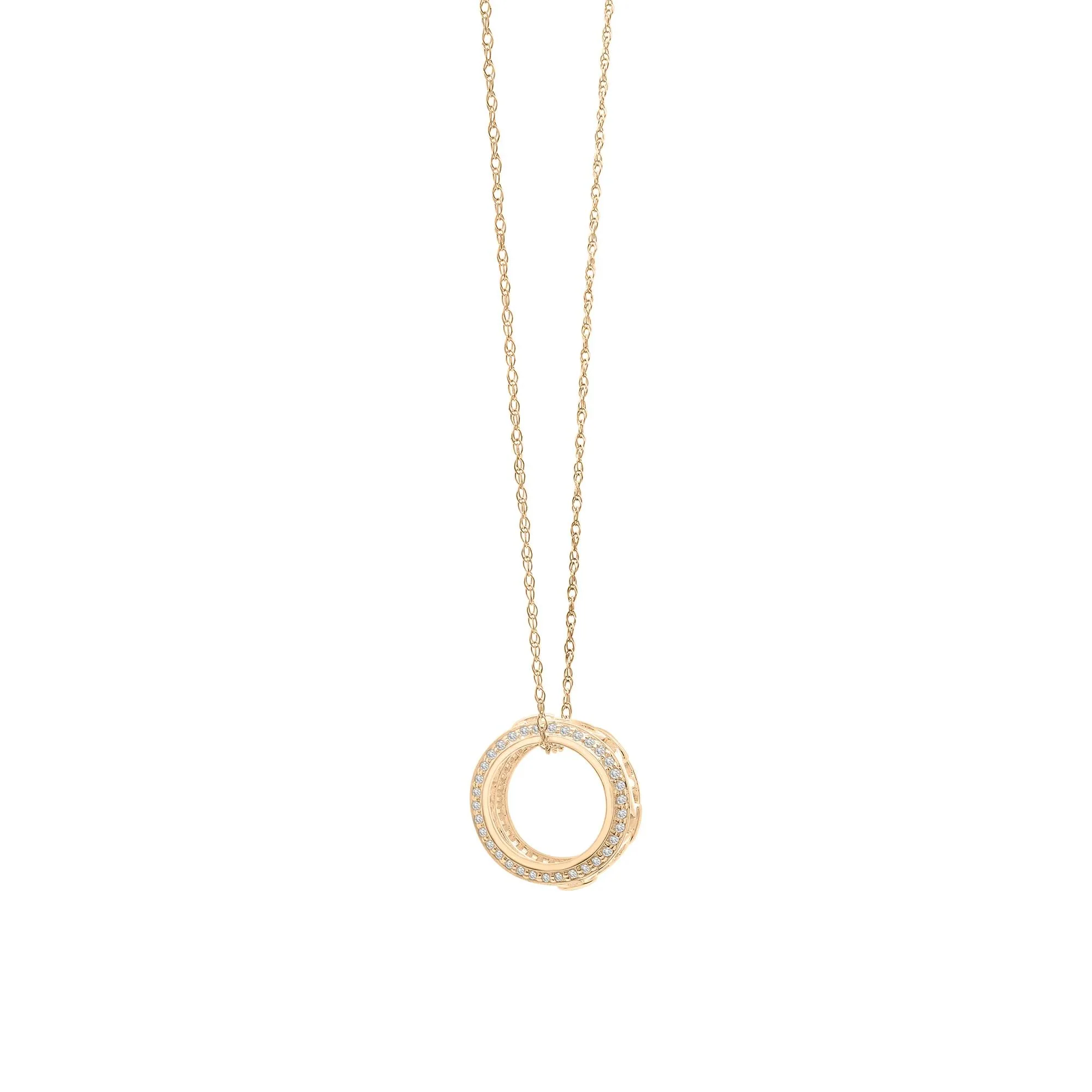 1/5 CT. Tw. Diamond Loop Pendant Necklace 10K Yellow Gold Size 18" - Image 3