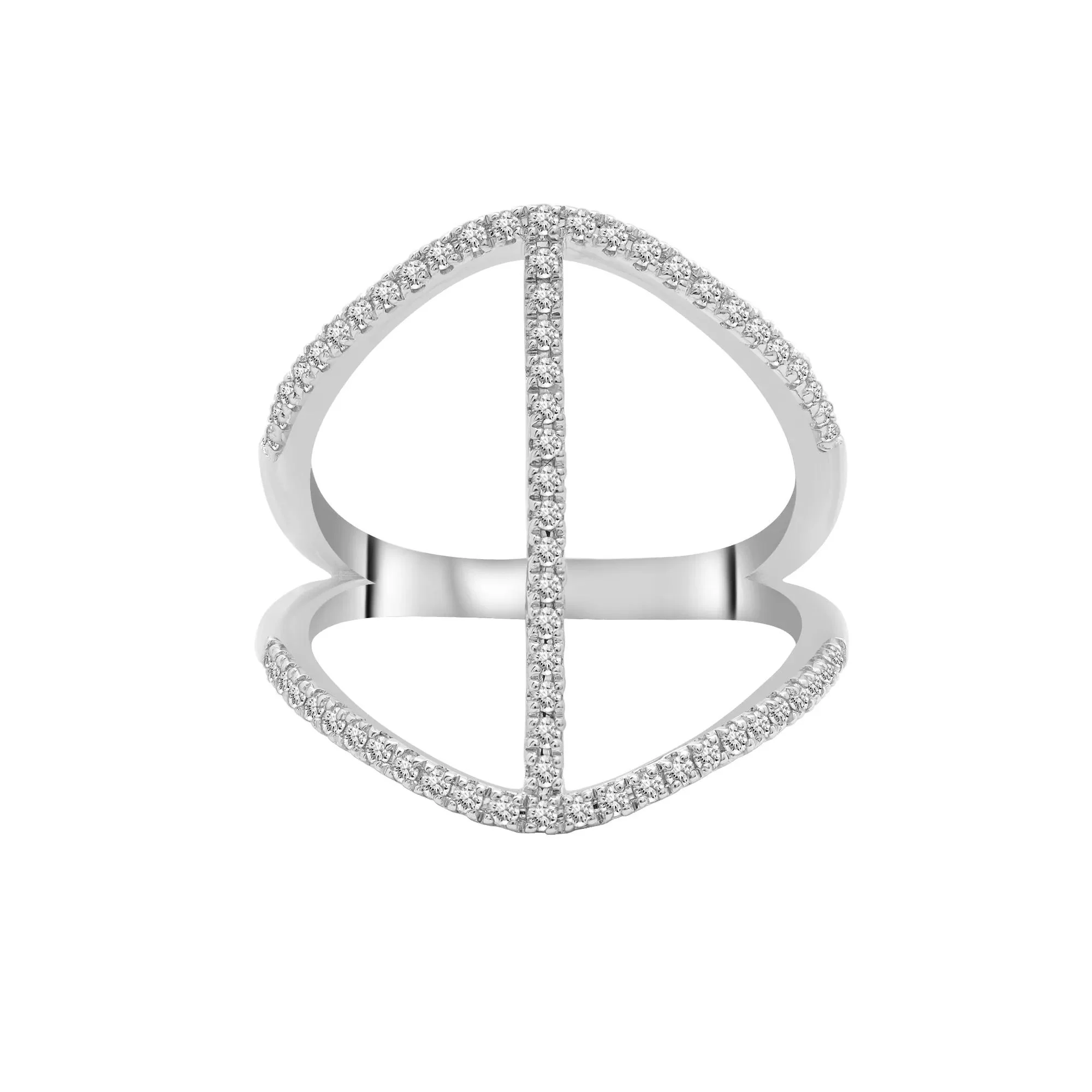 1/3 CT. Tw. Diamond Open Bar Ring 10K White Gold Size 7.5 2mm