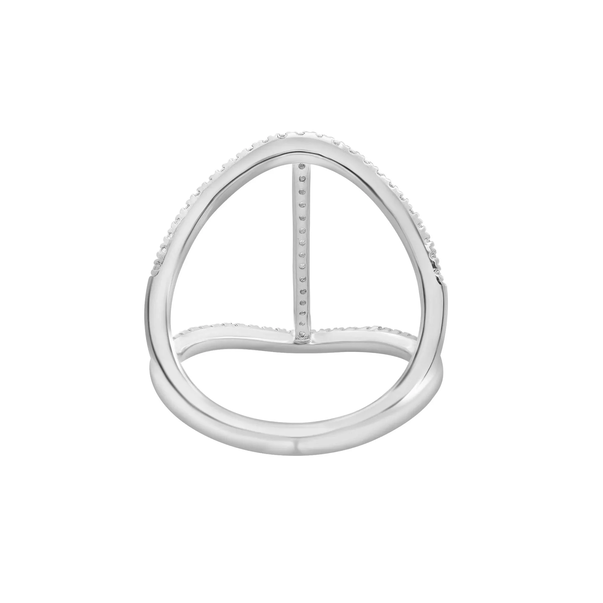 1/3 CT. Tw. Diamond Open Bar Ring 10K White Gold Size 8.5 2mm - Image 3