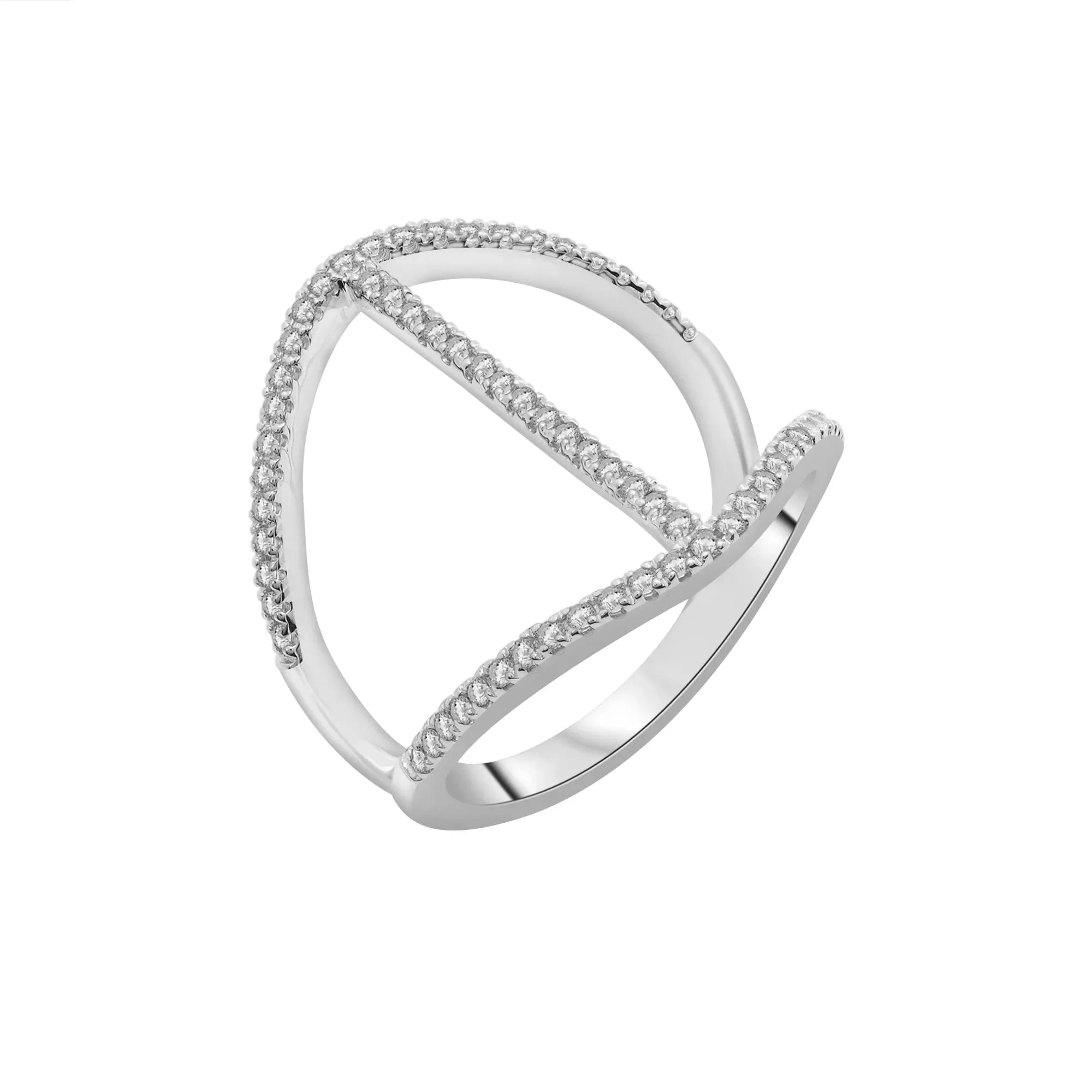 1/3 CT. Tw. Diamond Open Bar Ring 10K White Gold Size 9 2mm - Image 4