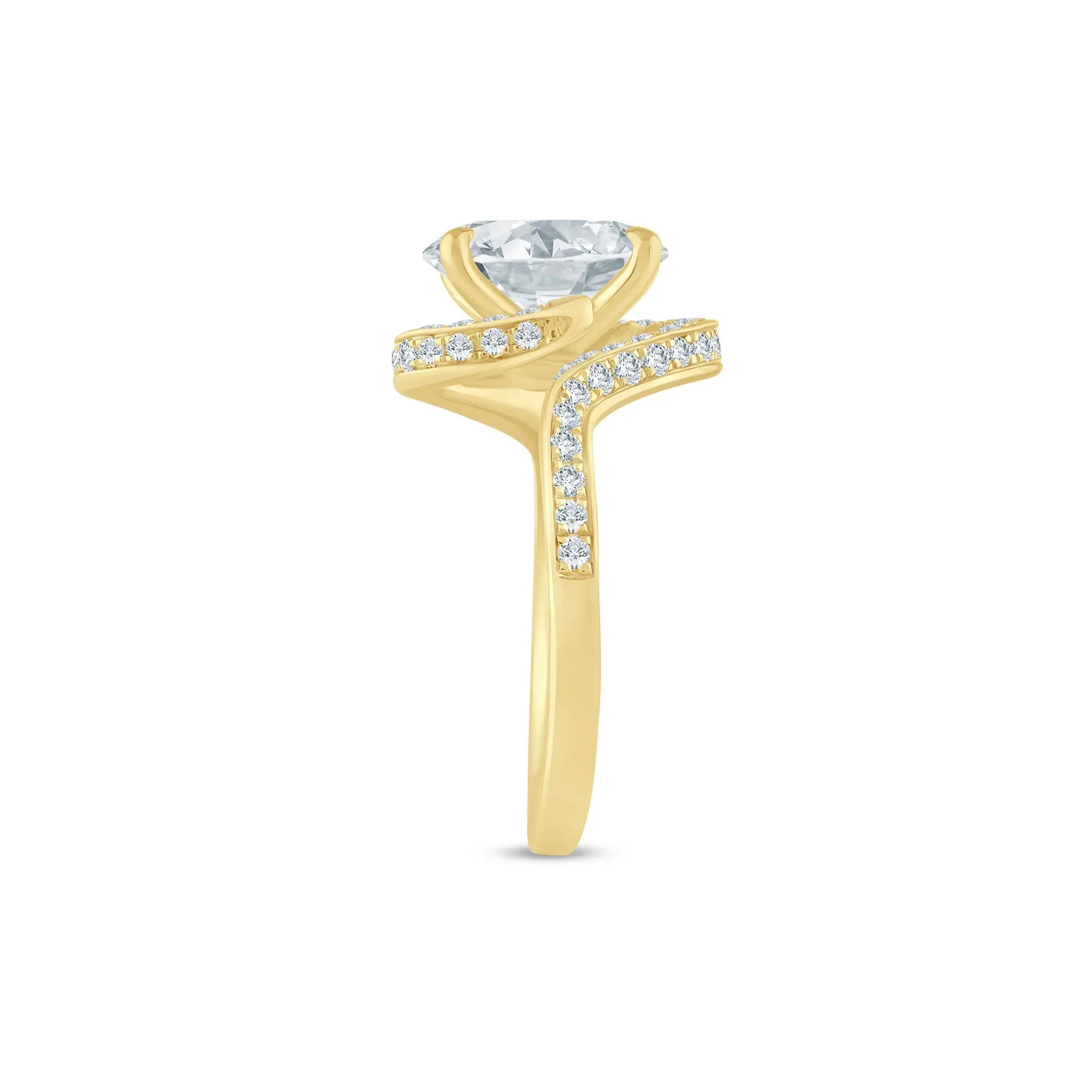 2 1/2 CT. Tw. Lab Grown Diamond Bypass Engagement Ring 14K Yellow Gold Size 7 - Image 3