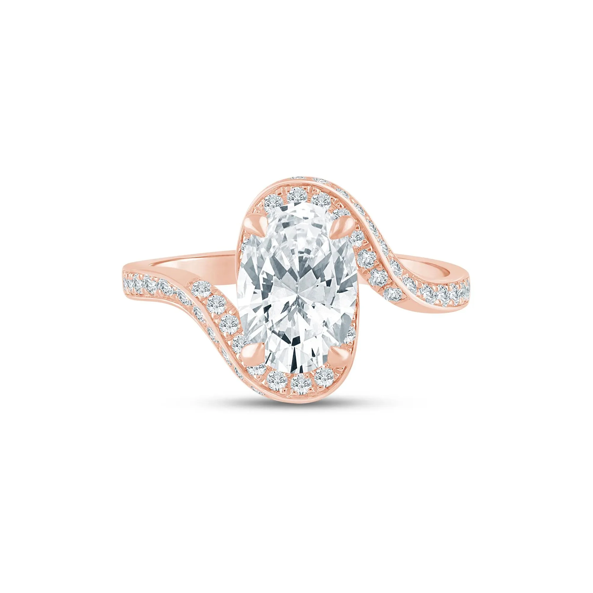 2 1/2 CT. Tw. Lab Grown Diamond Bypass Engagement Ring 14K Rose Gold Size 8.5