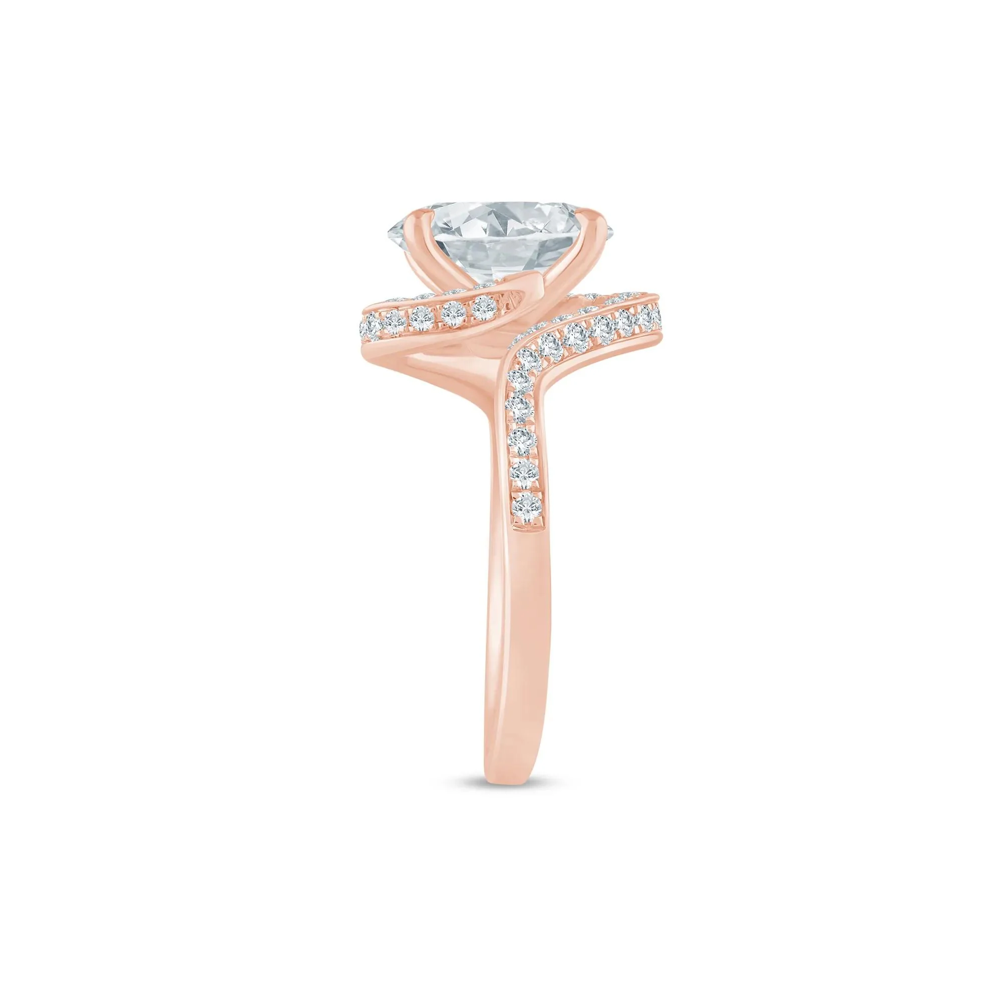 2 1/2 CT. Tw. Lab Grown Diamond Bypass Engagement Ring 14K Rose Gold Size 9 - Image 3