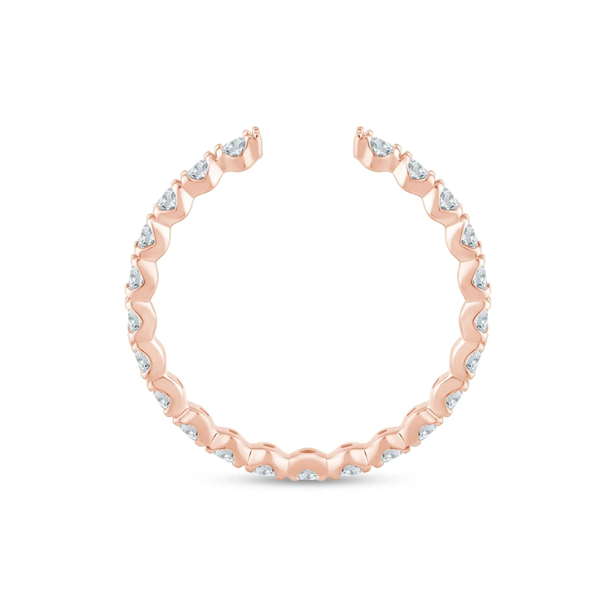 5/8 CT. Tw. Lab Grown Diamond Open Anniversary Band Ring 14K Rose Gold Round Brilliant Cut Size 5 2mm - Image 2