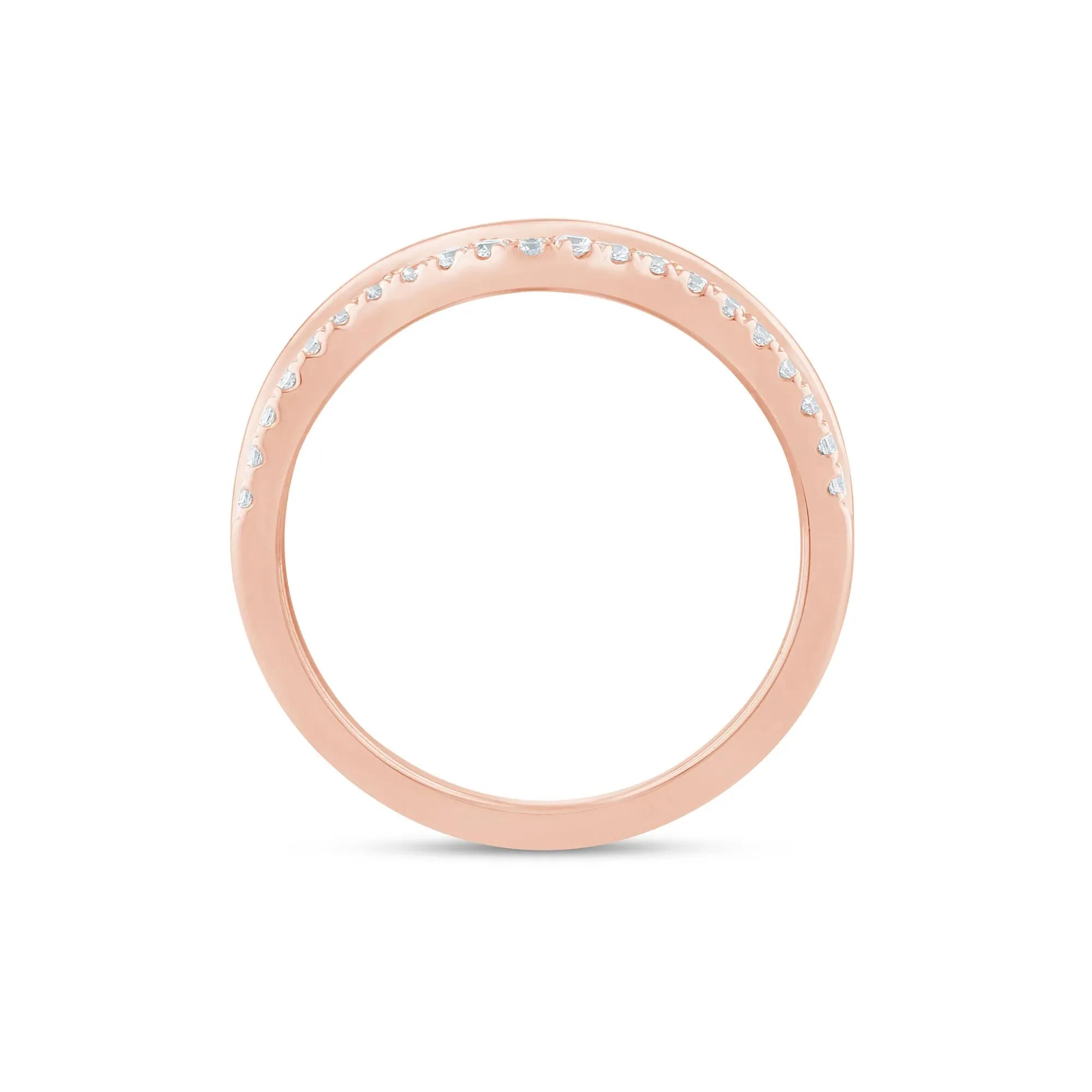 1/7 CT. Tw. Lab Grown Diamond Contour Band Ring 14K Rose Gold Size 6.5 1.5mm - Image 2