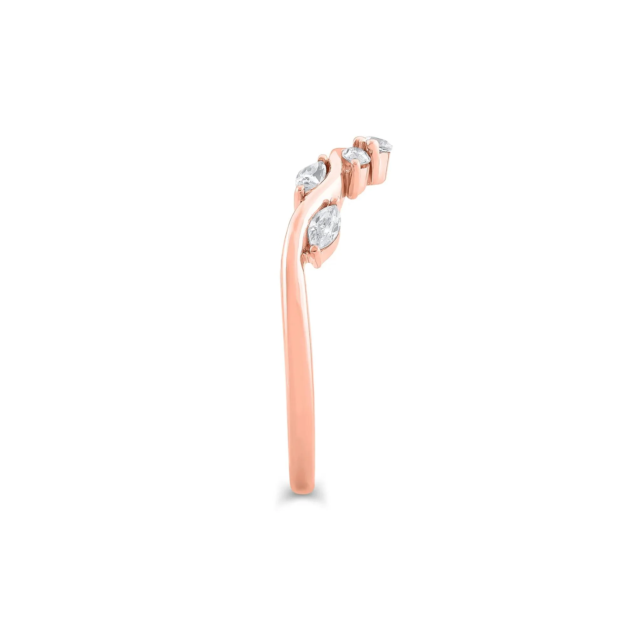 1/3 CT. Tw. Lab Grown Diamond Contour Band Ring 14K Rose Gold Round Brilliant Cut Size 6.5 - Image 3