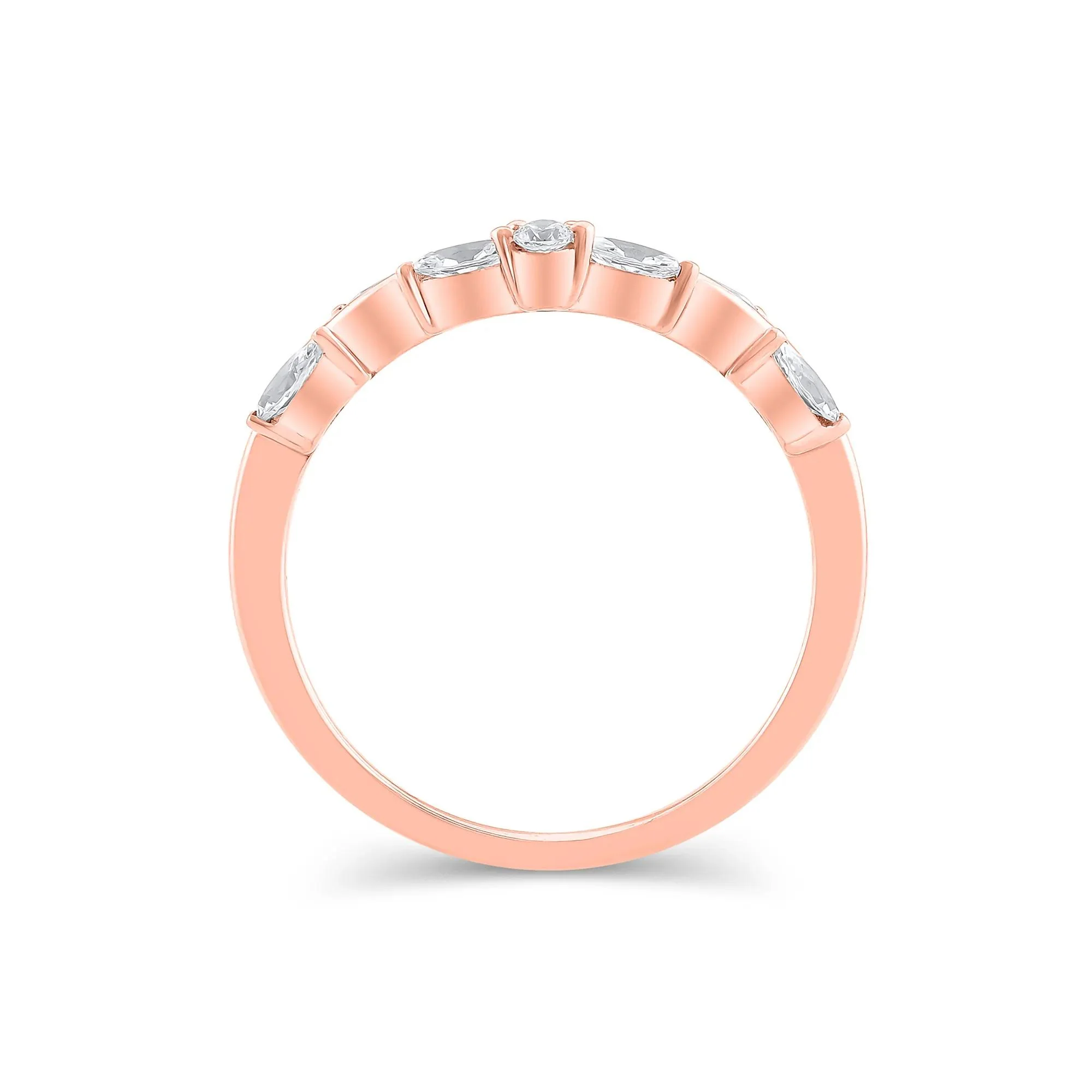 1/3 CT. Tw. Lab Grown Diamond Contour Band Ring 14K Rose Gold Round Brilliant Cut Size 7.5 - Image 2