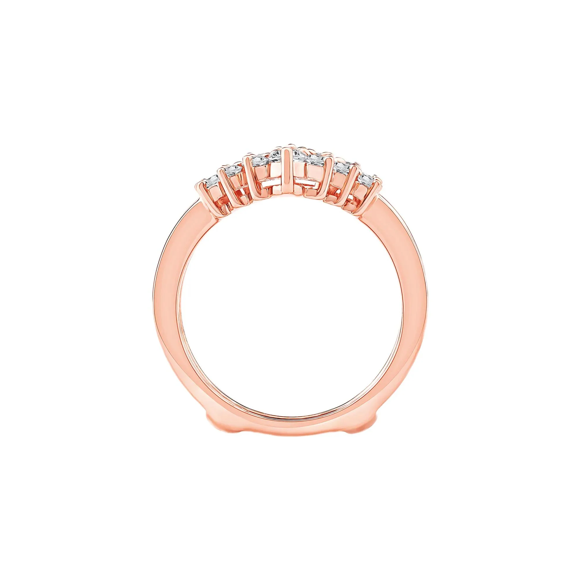 1 CT. Tw. Lab Grown Diamond Chevron Insert 14K Rose Gold Ring Size 5.5 6.5mm - Image 2