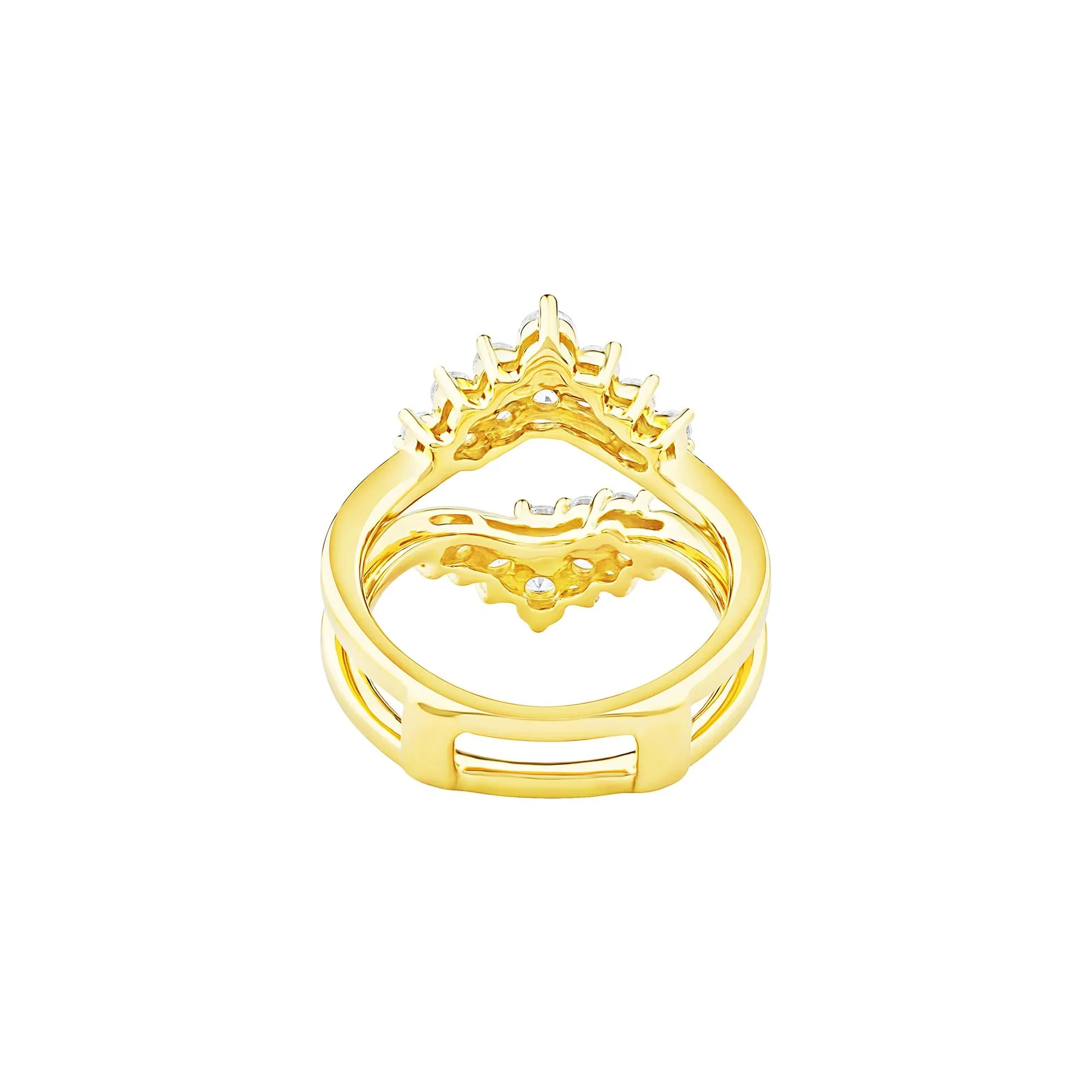 1 CT. Tw. Lab Grown Diamond Chevron Insert 14K Yellow Gold Ring Size 5.5 6.5mm - Image 3