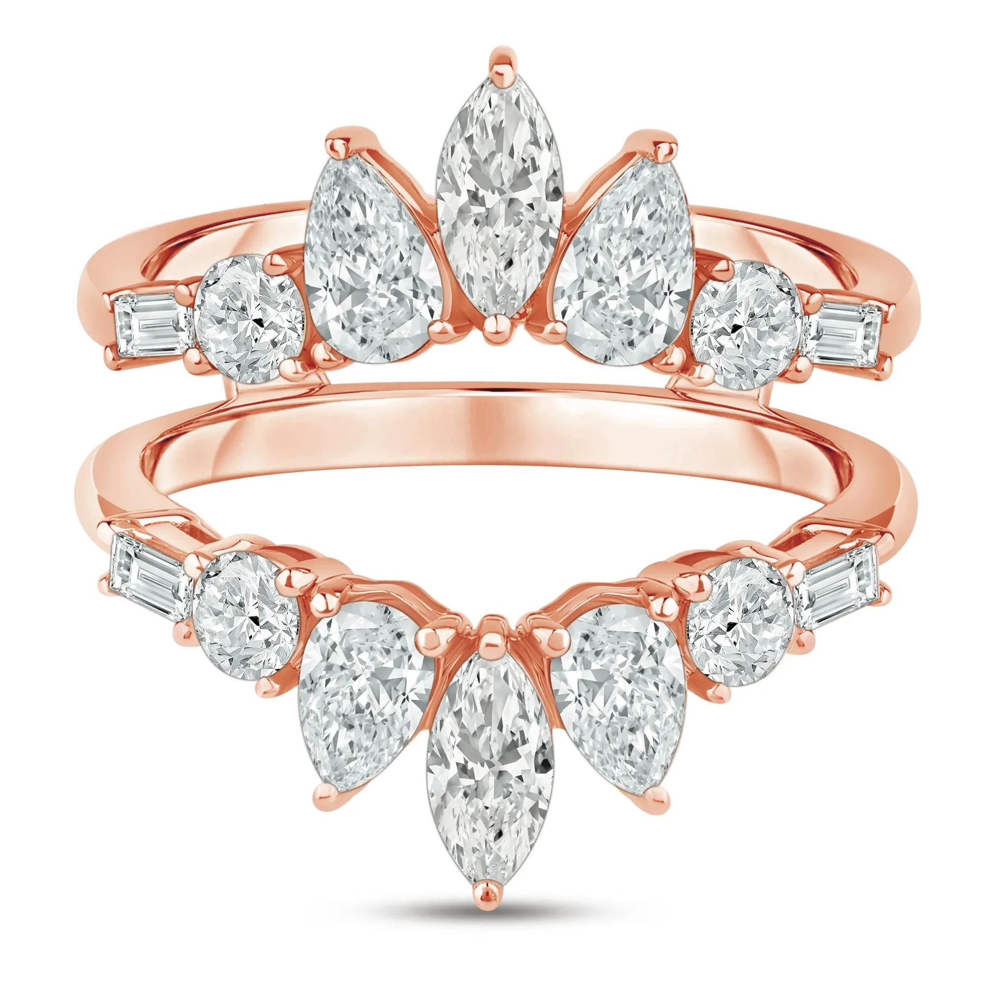 1 3/4 CT. Tw. Lab Grown Diamond Contour Insert 14K Rose Gold Ring Size 6.5 7mm