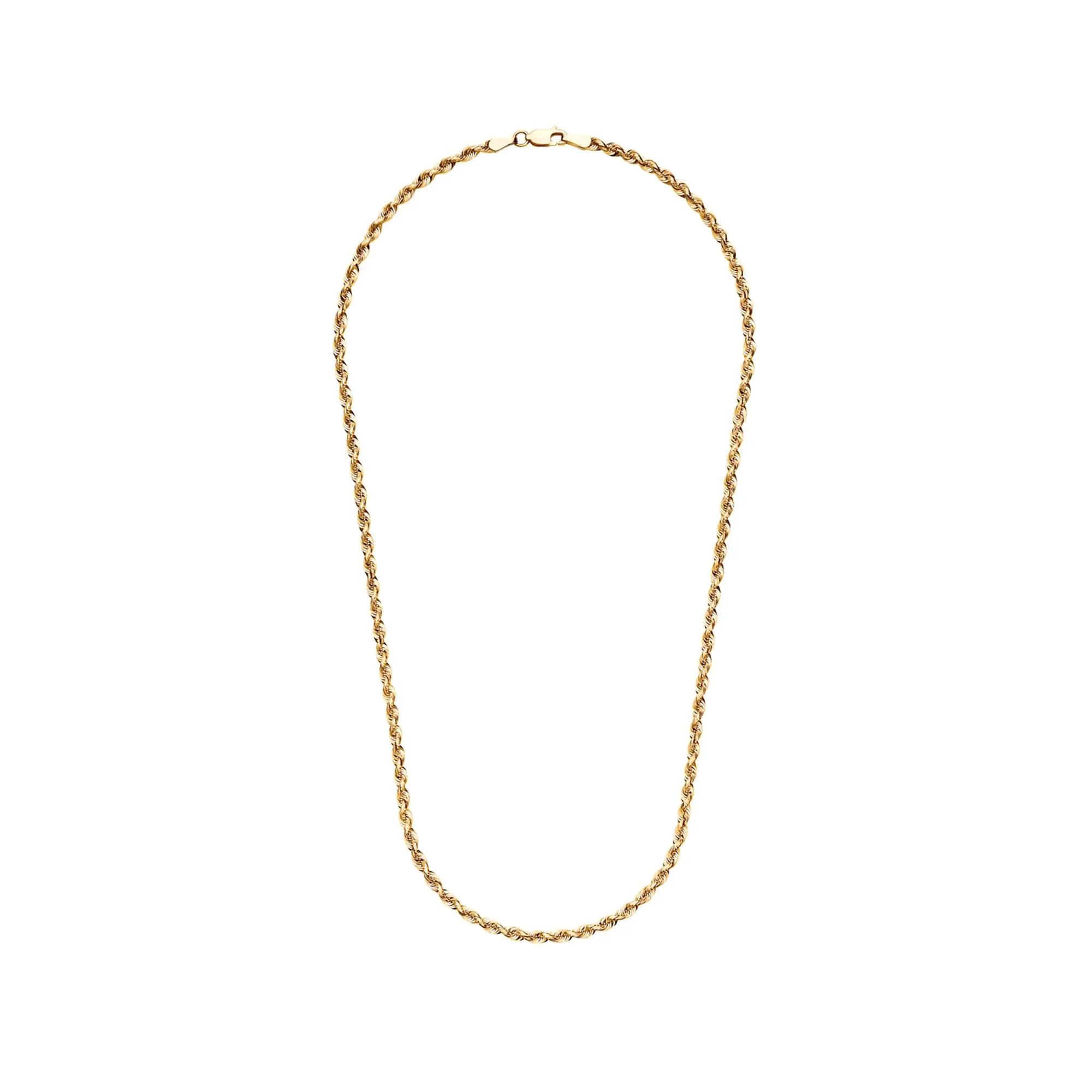 Solid Silk Rope Chain 14K Yellow Gold Necklace Size 18" - Image 2