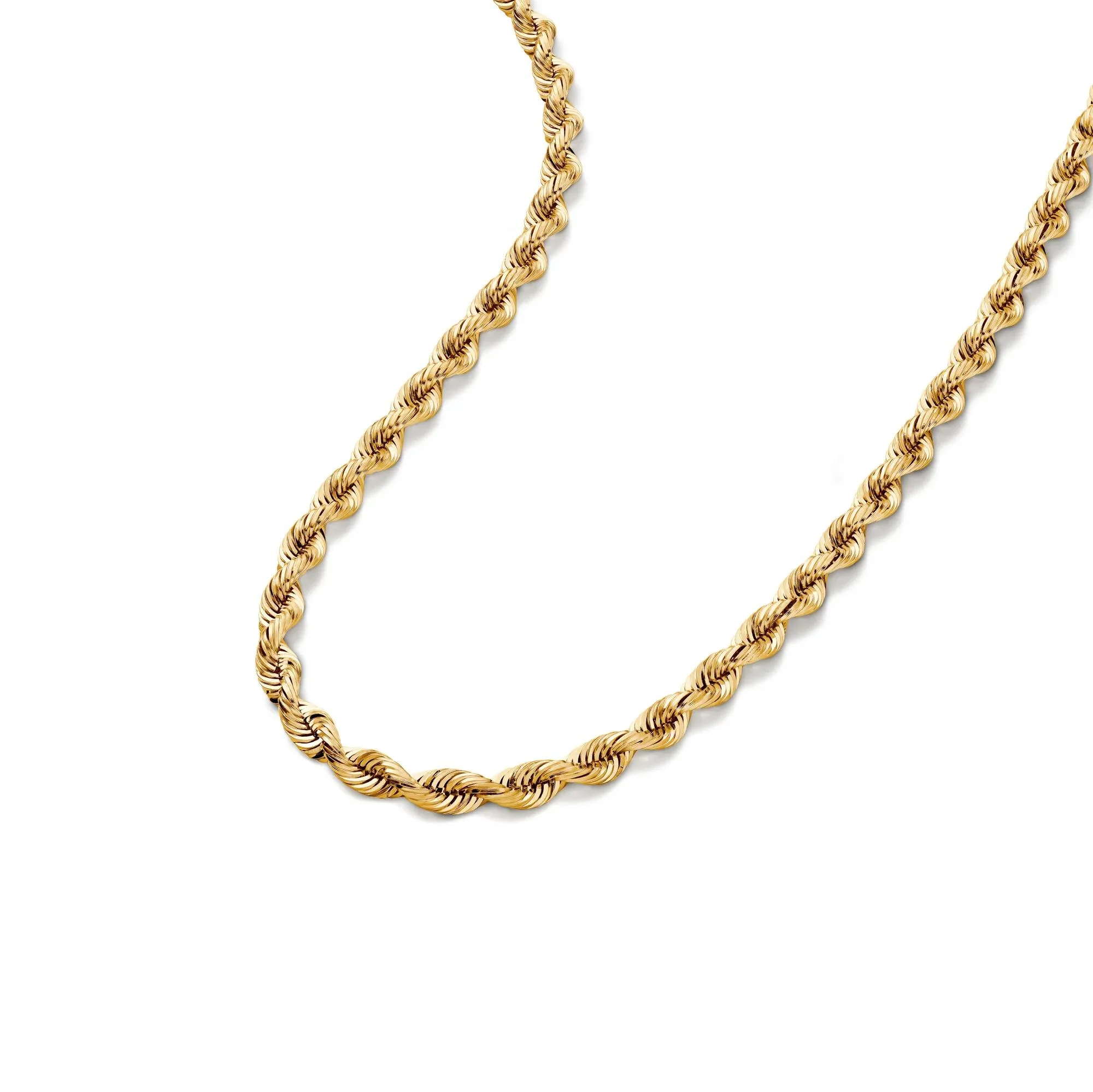 Solid Silk Rope Chain 14K Yellow Gold Necklace Size 18" - Image 4