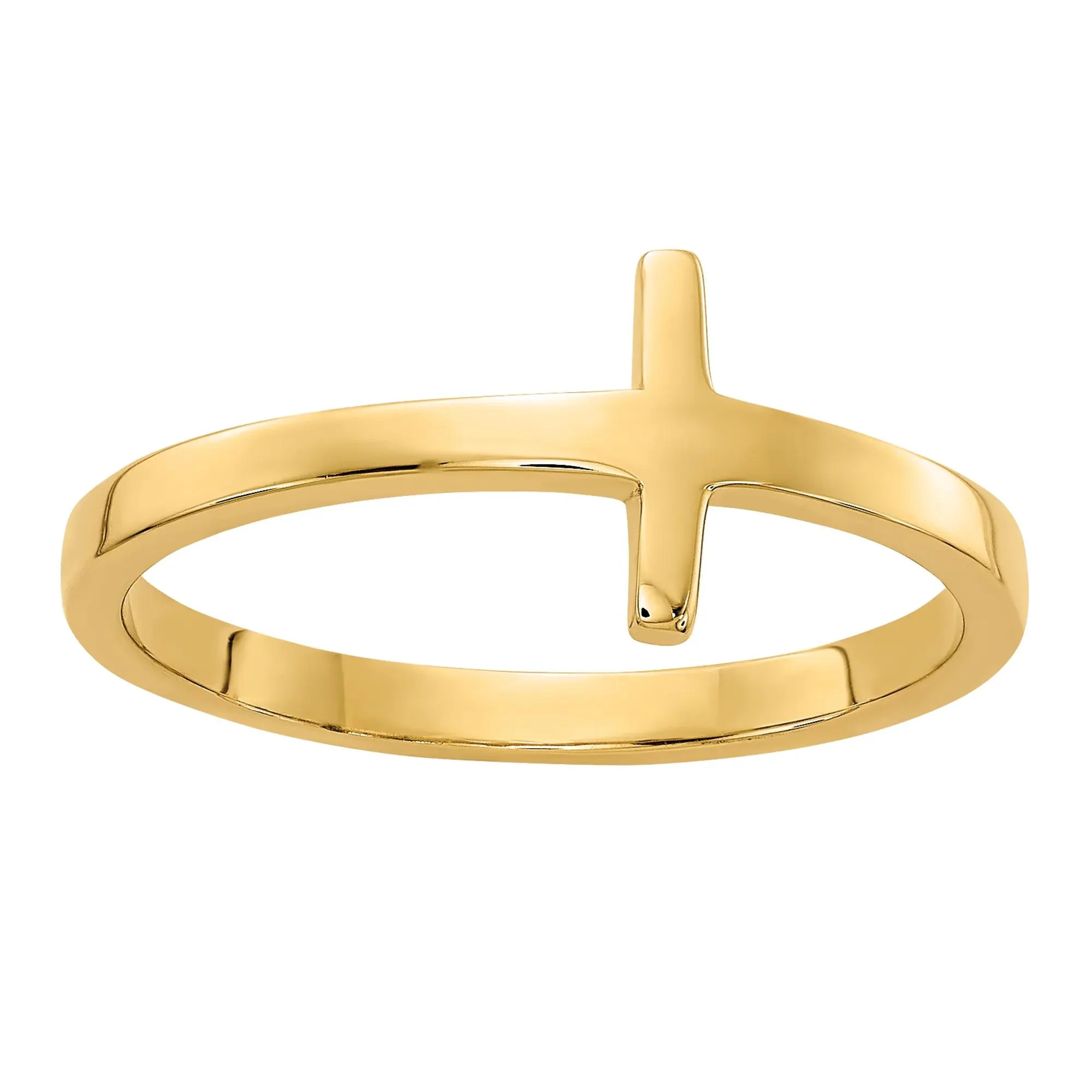 Sideways Cross Ring 14K Yellow Gold Size 7