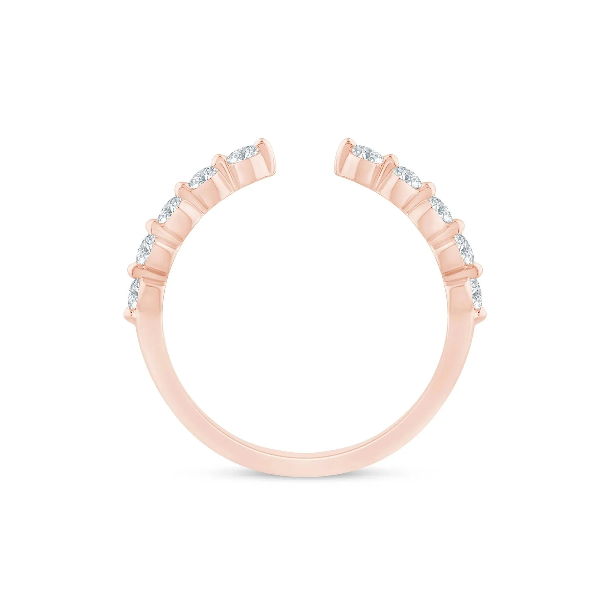 1/3 CT. Tw. Lab Grown Diamond Open Anniversary Band Ring 14K Rose Gold Round Brilliant Cut Size 6.5 1.5mm - Image 2