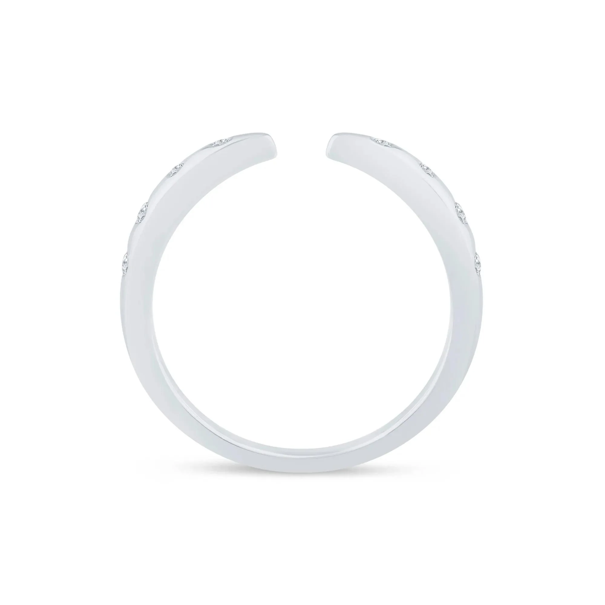 1/10 CT. Tw. Lab Grown Diamond Burnished Open Band Ring 14K White Gold Size 5.5 1.5mm - Image 2