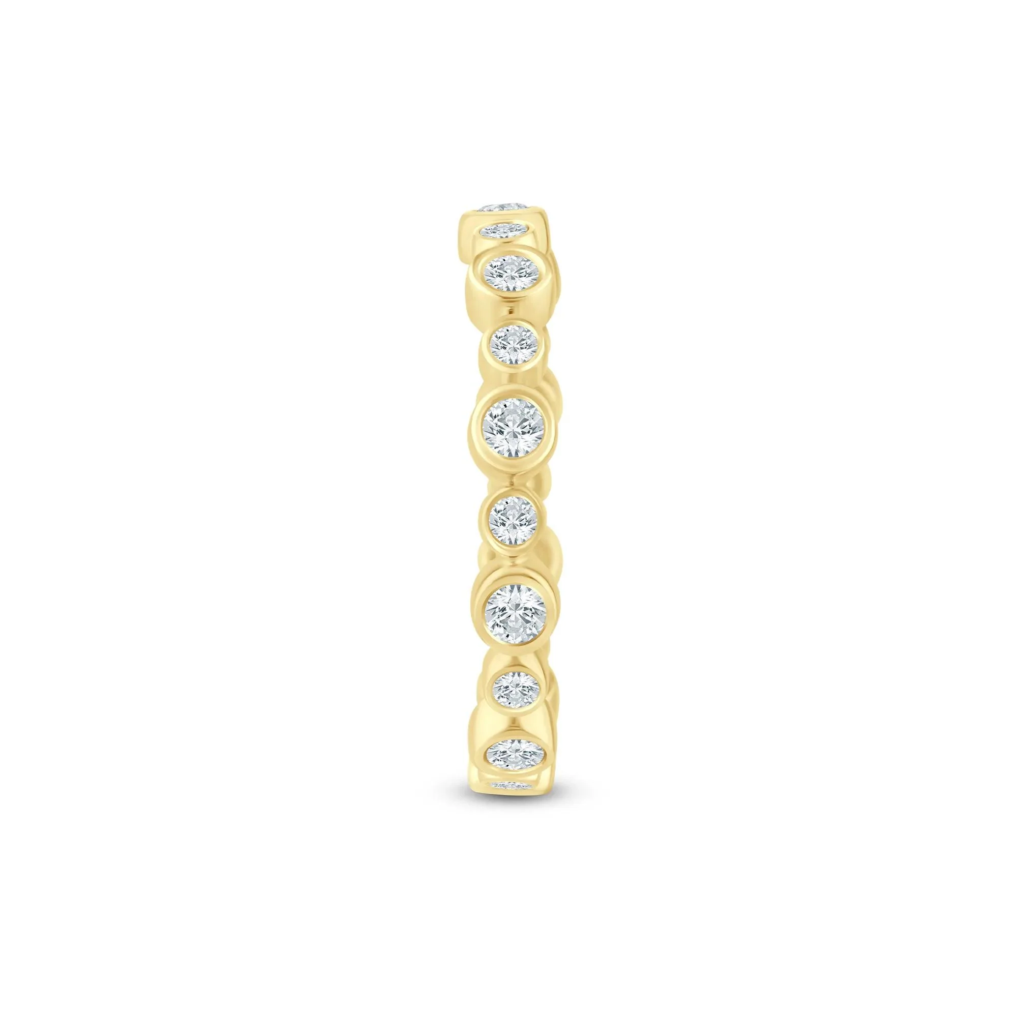 1/2 CT. Tw. Lab Grown Diamond Bezel Open Band Ring 14K Yellow Gold Round Brilliant Cut Size 6 2.5mm - Image 3