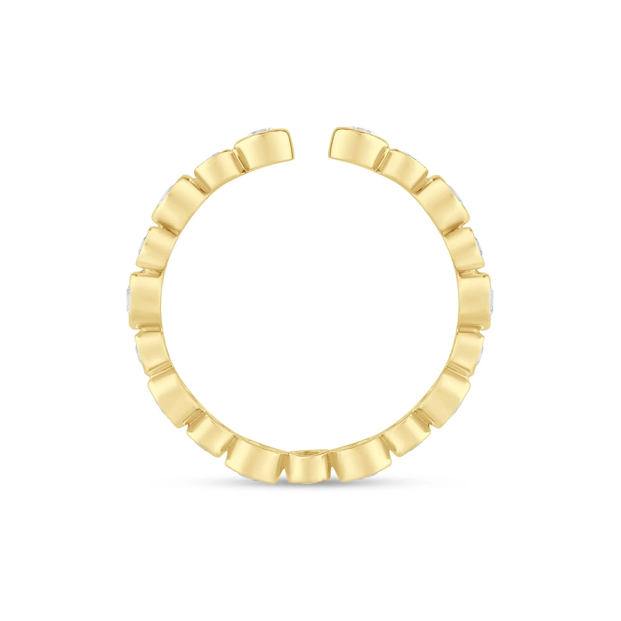 1/2 CT. Tw. Lab Grown Diamond Bezel Open Band Ring 14K Yellow Gold Round Brilliant Cut Size 8.5 2.5mm - Image 2