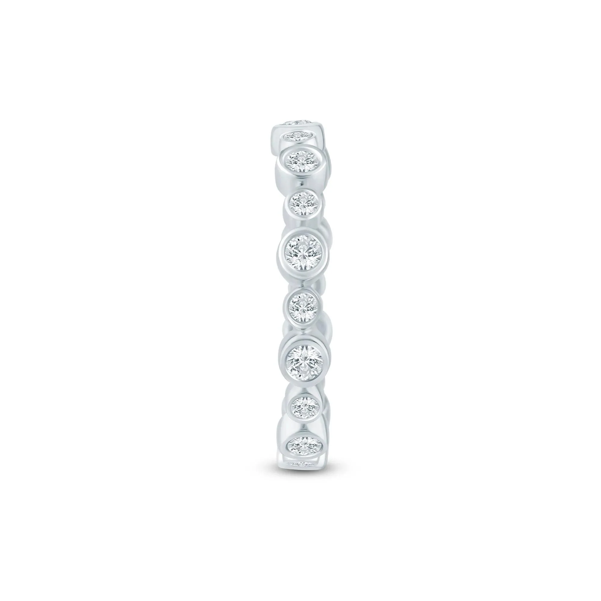 1/2 CT. Tw. Lab Grown Diamond Bezel Open Band Ring 14K White Gold Round Brilliant Cut Size 5.5 2.5mm - Image 3